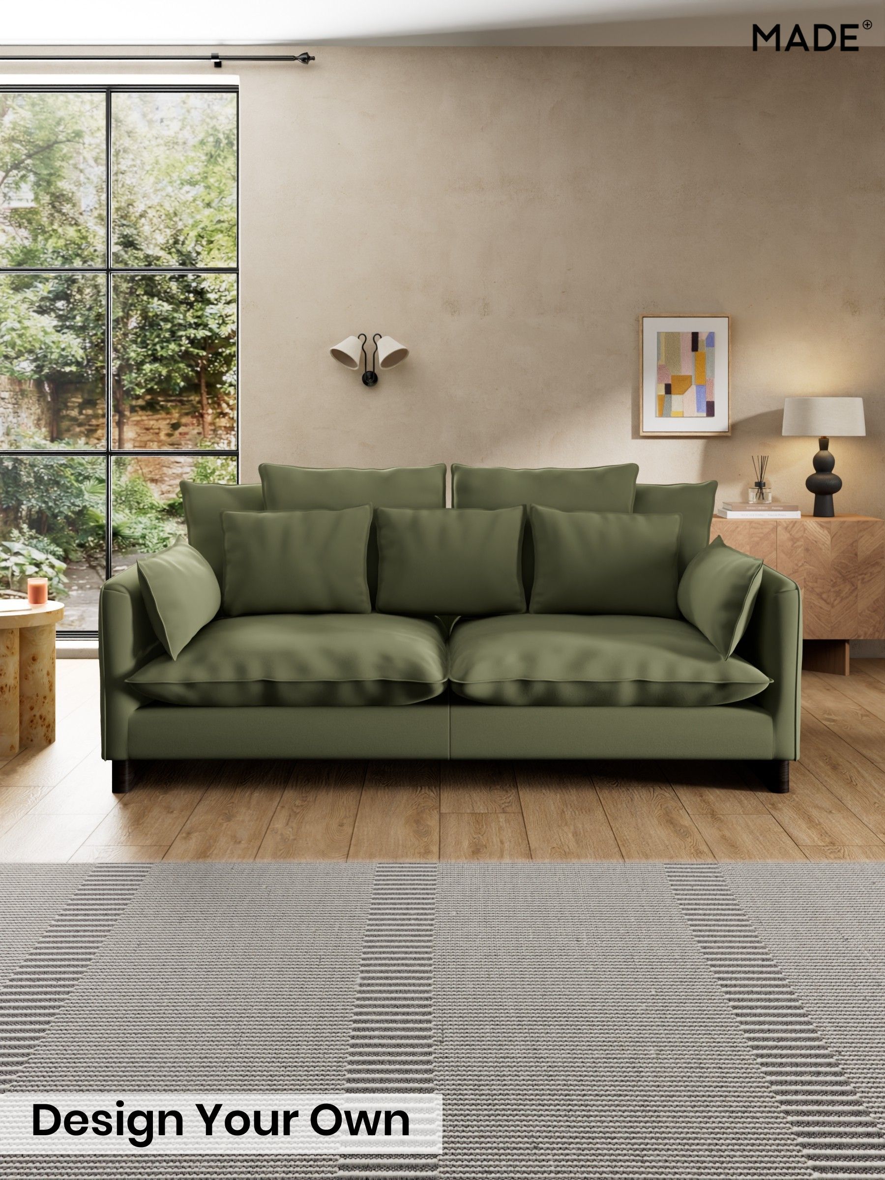 Matt Velvet Easy Clean/Fern Green - Whitby Scatter Back By Made