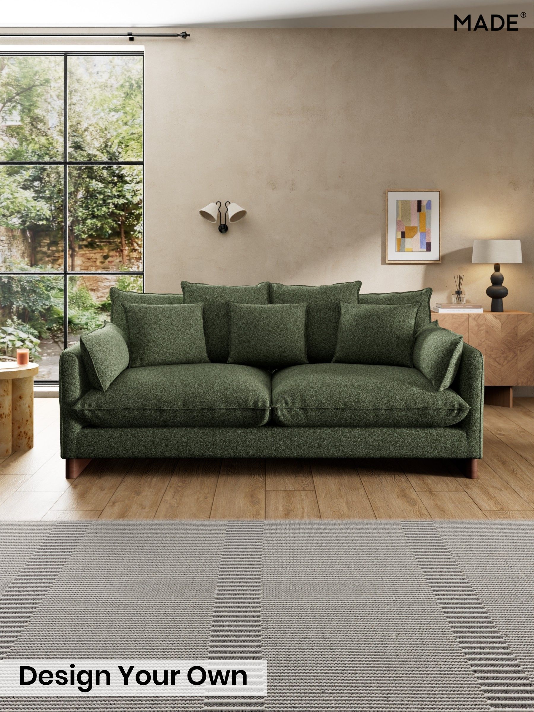 Soft Touch Boucle/Forest Green - Whitby Scatter Back By Made