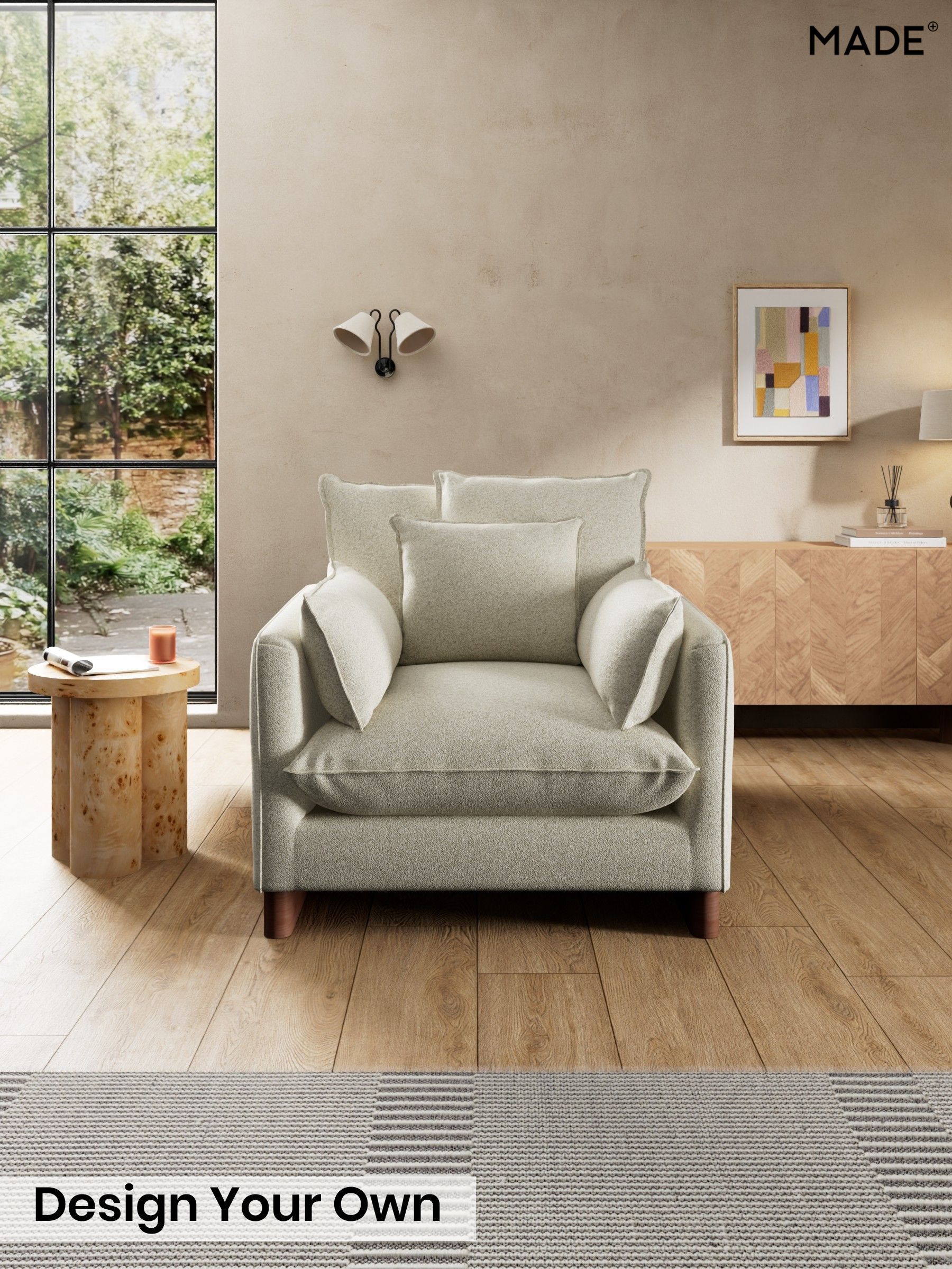Soft Touch Boucle/Natural Linen - Whitby Scatter Back By Made