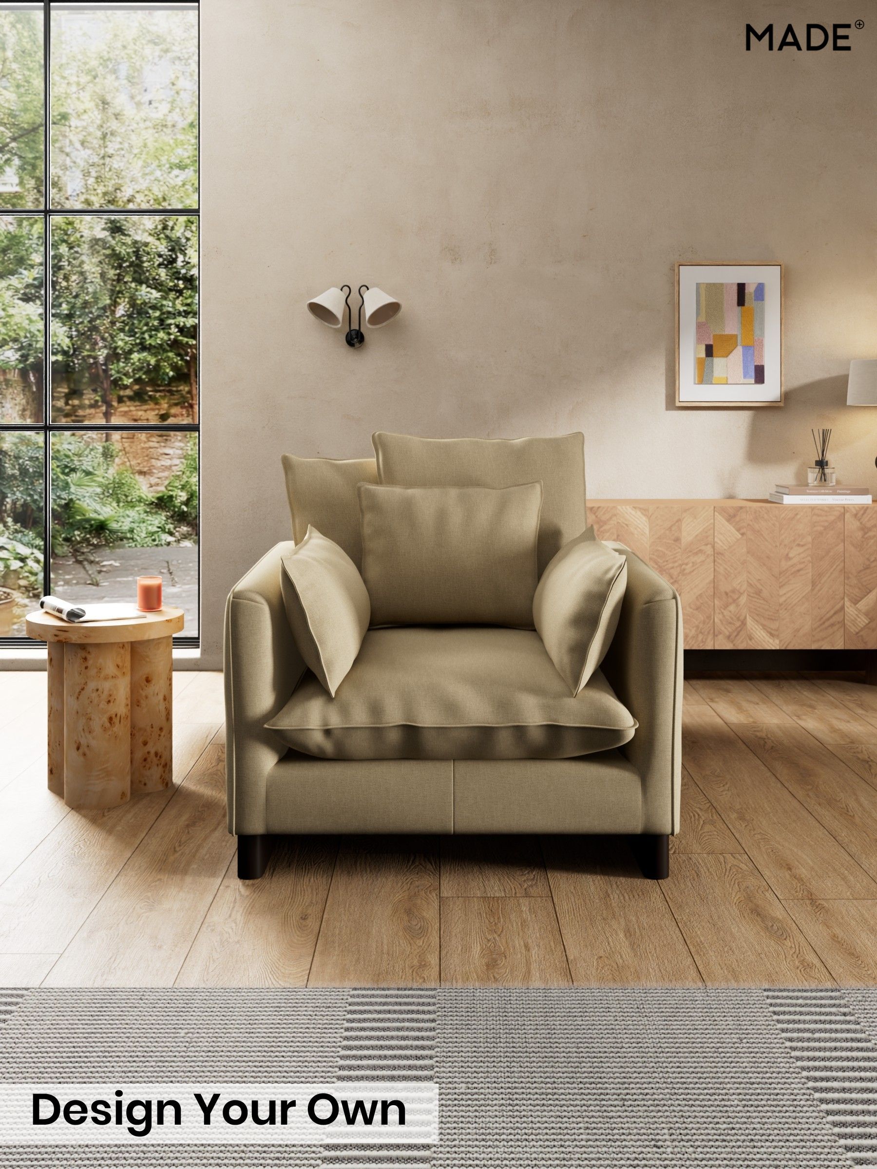 Textured Slub Weave/Caramel Natural - Whitby Scatter Back By Made
