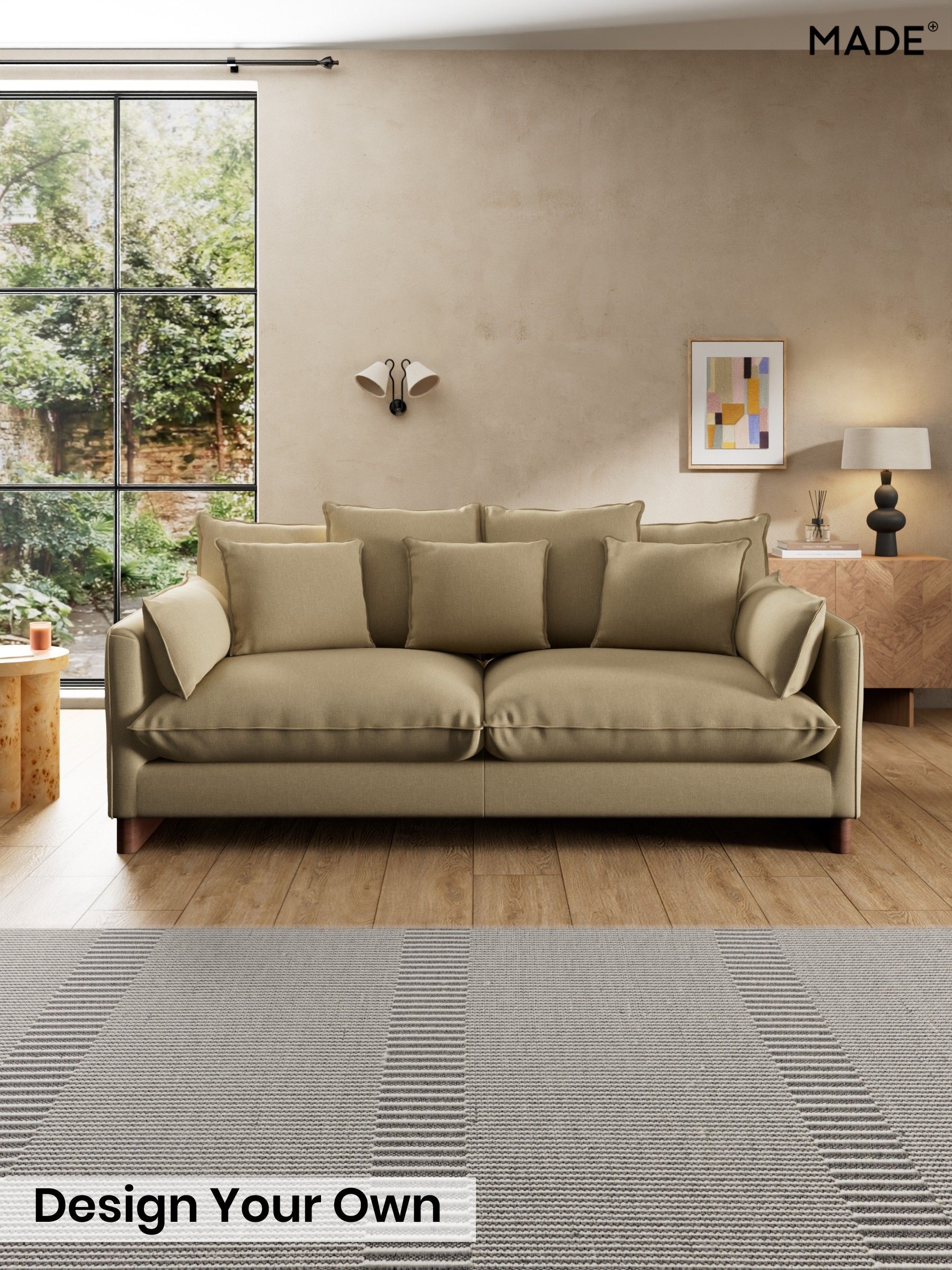 Textured Slub Weave/Caramel Natural - Whitby Scatter Back By Made