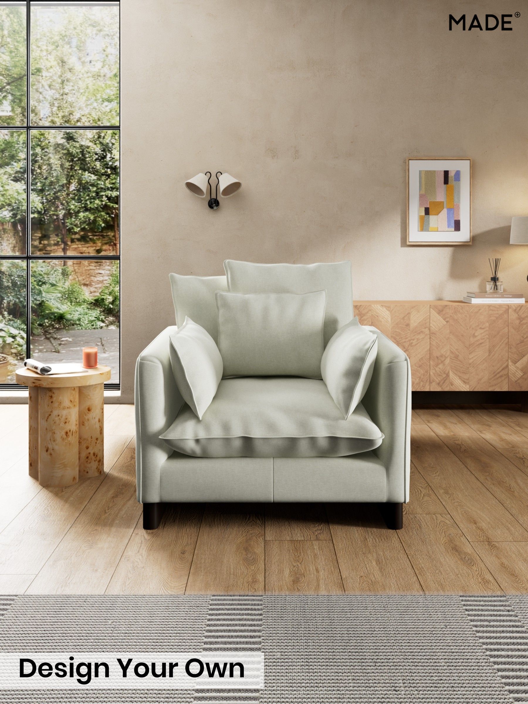 Textured Slub Weave/Light Natural - Whitby Scatter Back By Made
