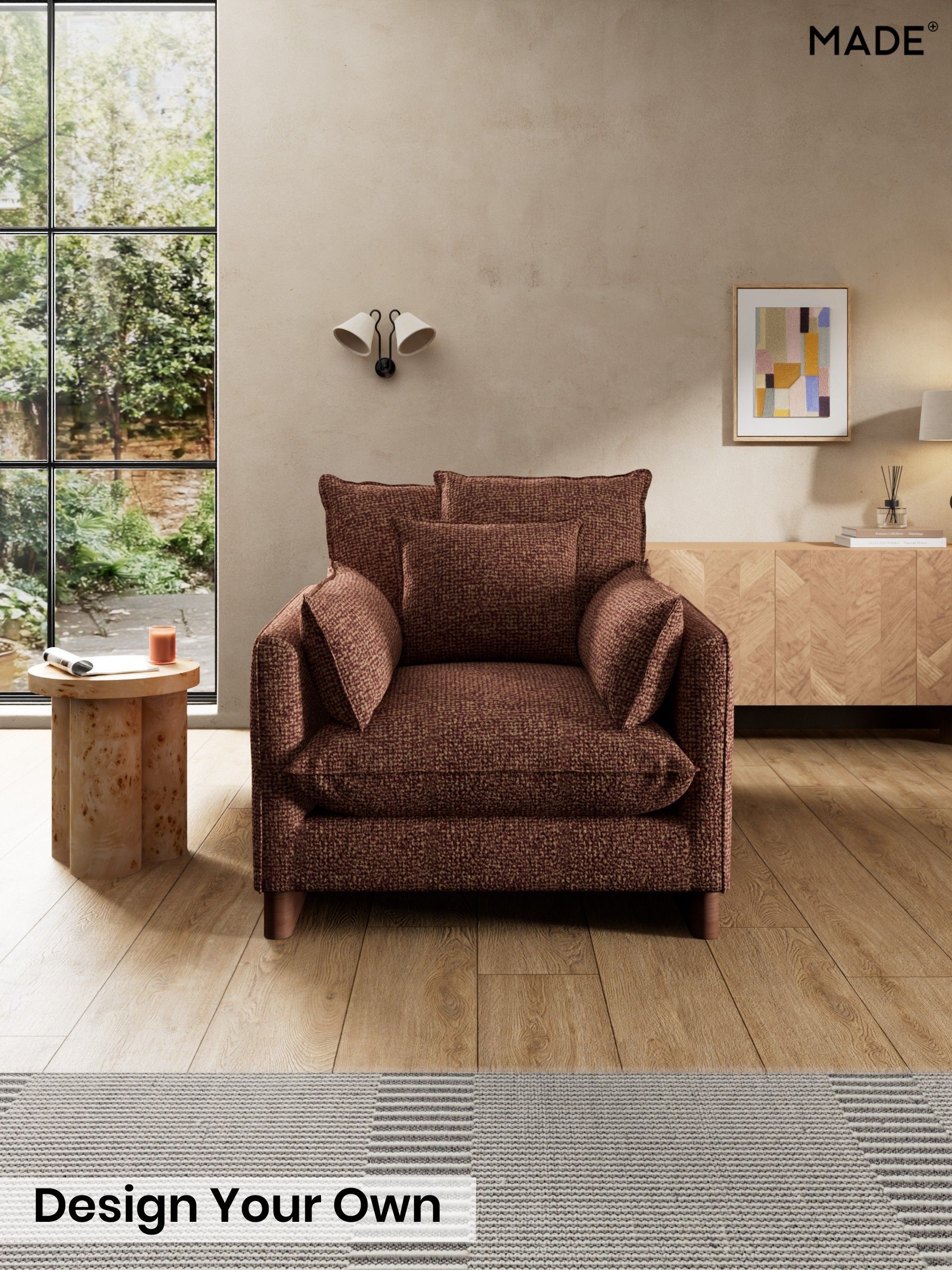 Tonal Boucle/Maroon Red and Light Caramel - Whitby Scatter Back By Made