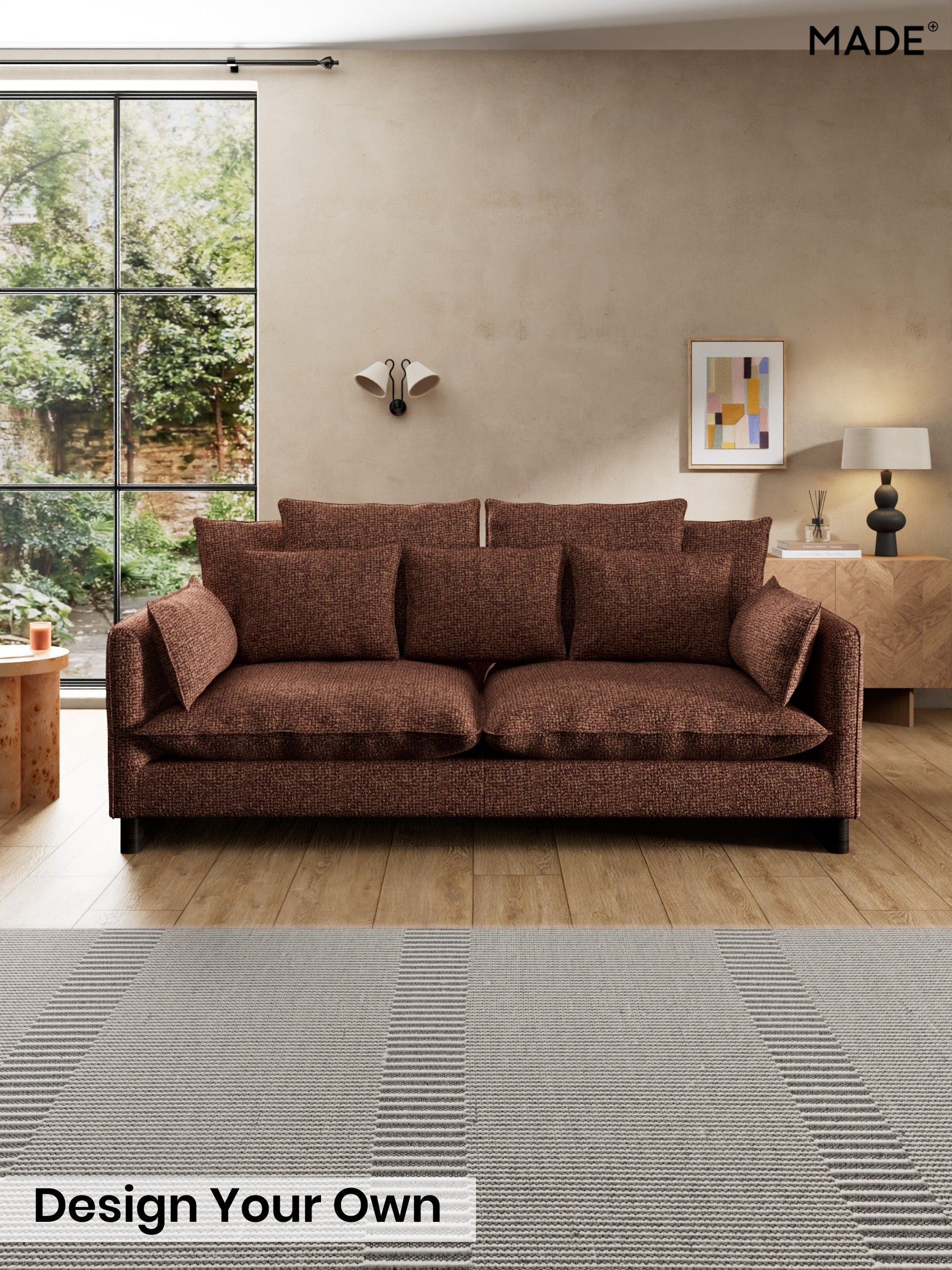 Tonal Boucle/Maroon Red and Light Caramel - Whitby Scatter Back By Made