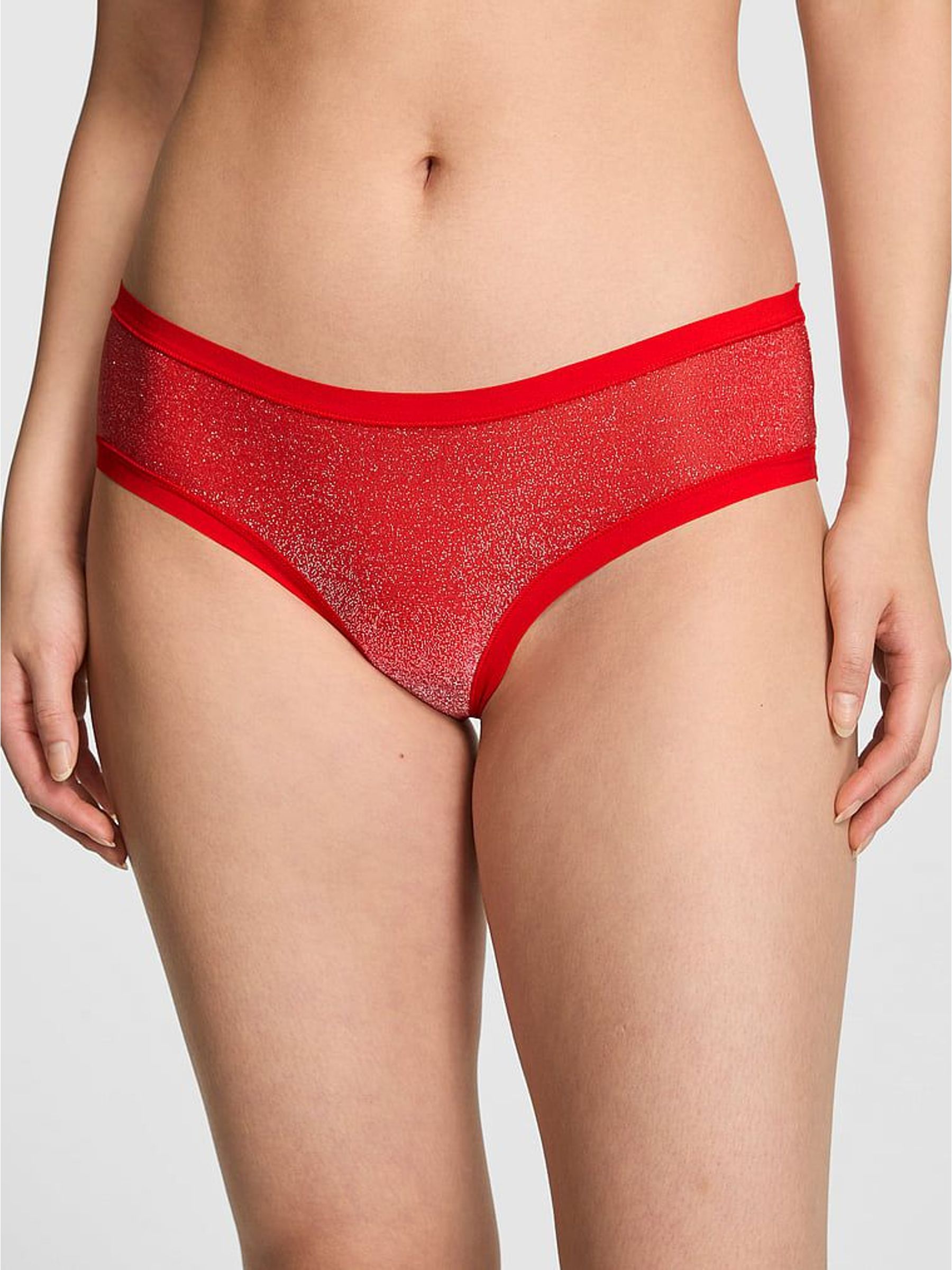 Bright Vermillion Red Shine Cheeky No Show Knickers (W97420) | £10