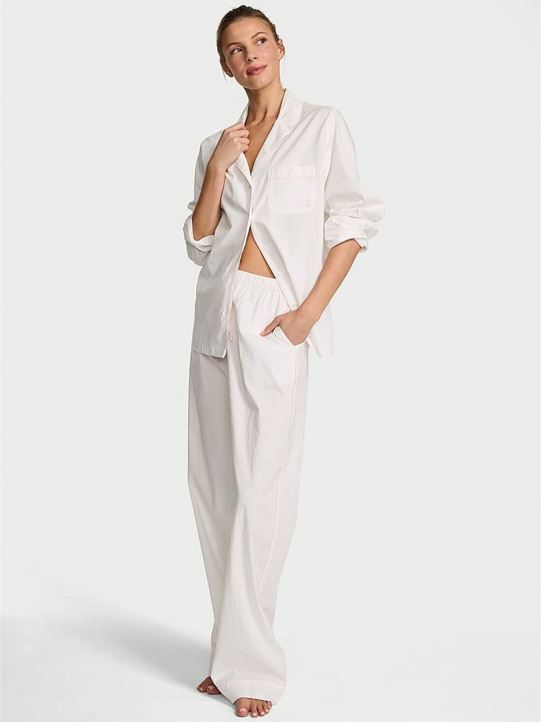 White with Ditsy Bows Cotton Long Pyjamas Set (W98052) | £60