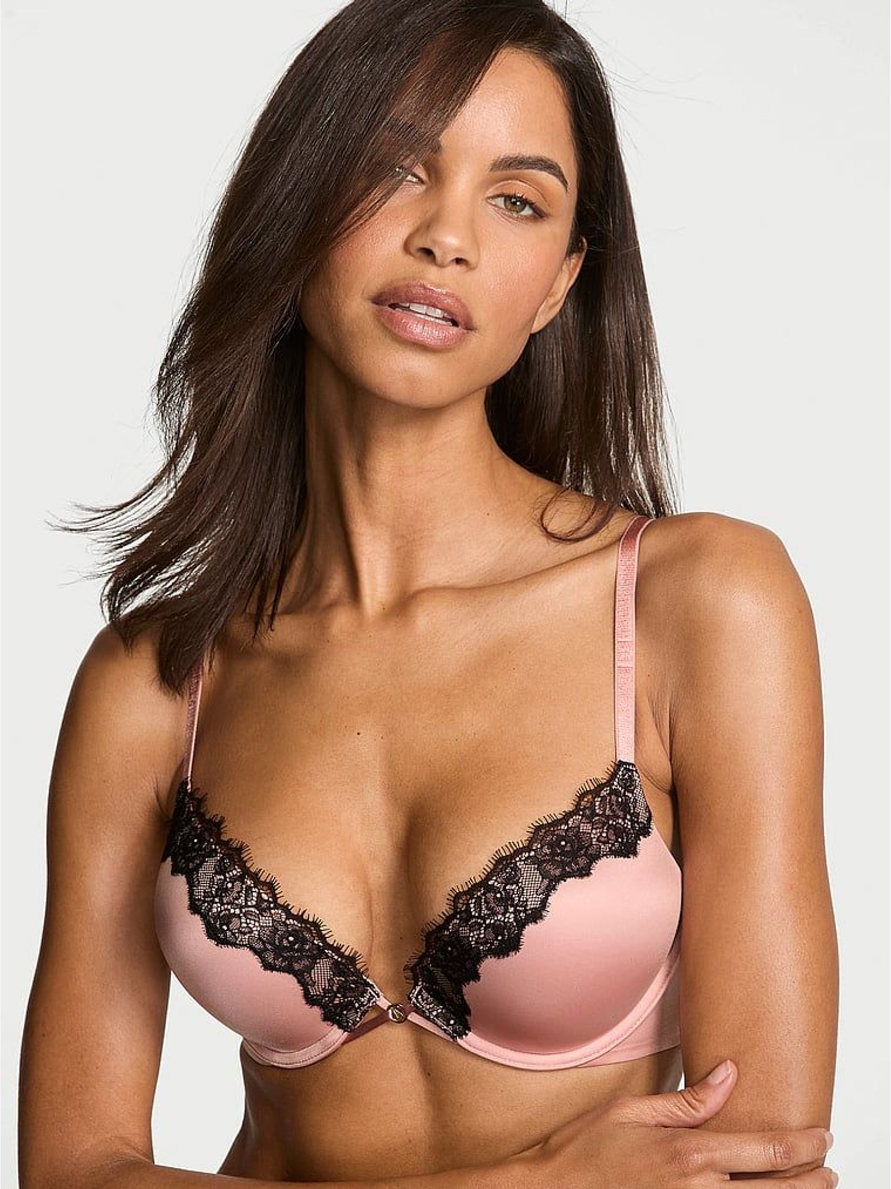 Royal Pink Add 2 Cups Push Up Bombshell Lace Trim Bra (W98710) | £46