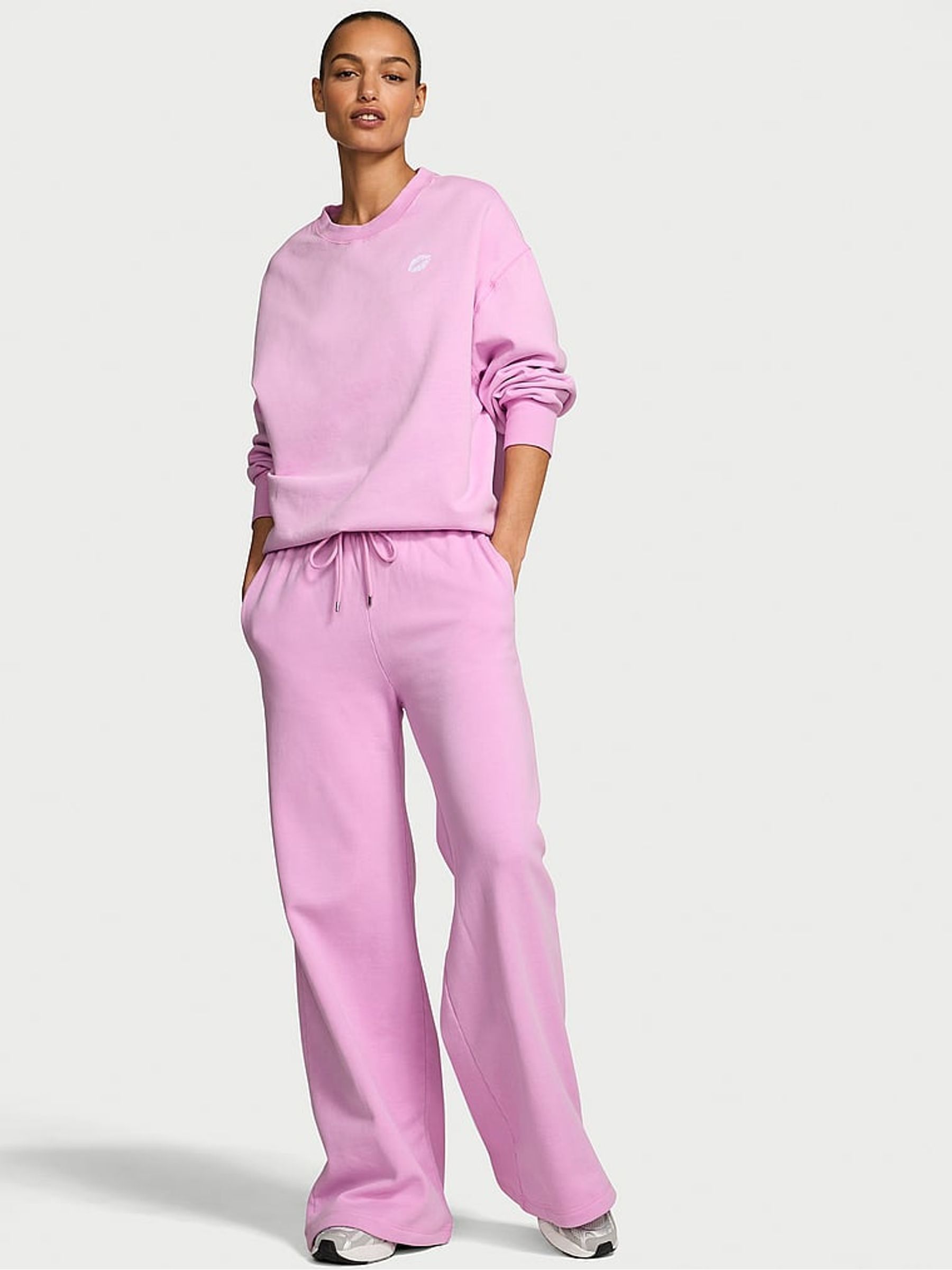 Washed Bikini Purple Fleece Wide Leg Joggers (W99876) | £65