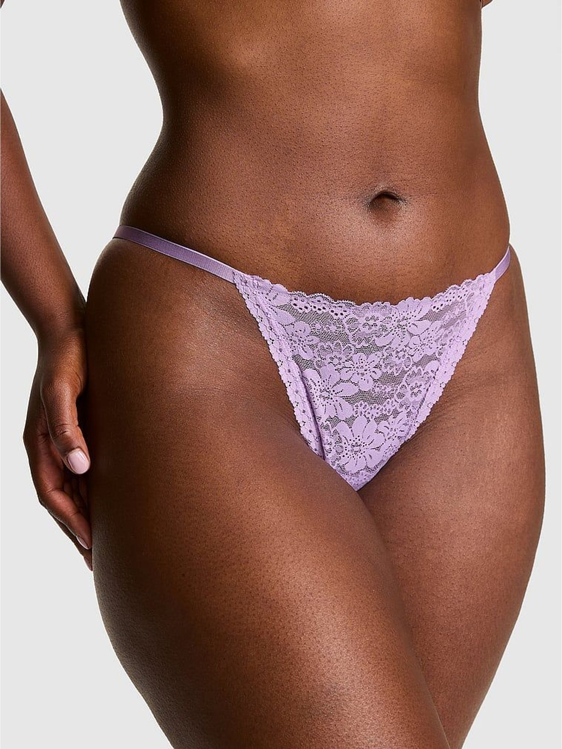 Purple Aster Bikini Floral Lace Knickers (Y01530) | £10