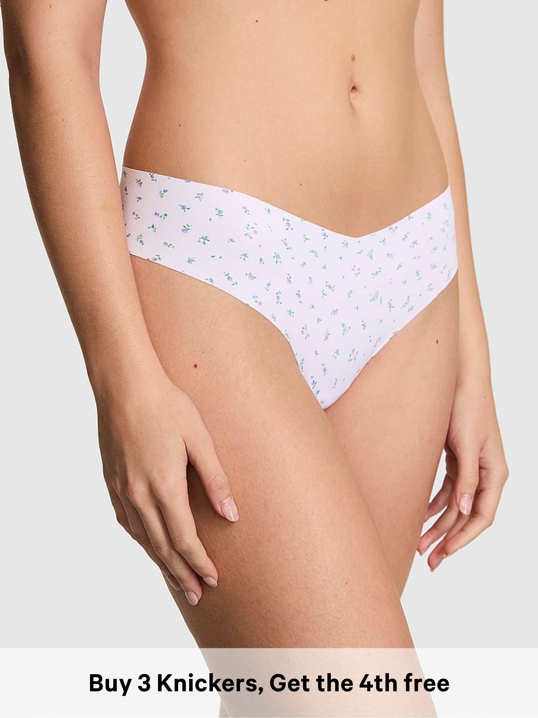 White Ditsy Floral Thong No Show Knickers (Y01540) | £10
