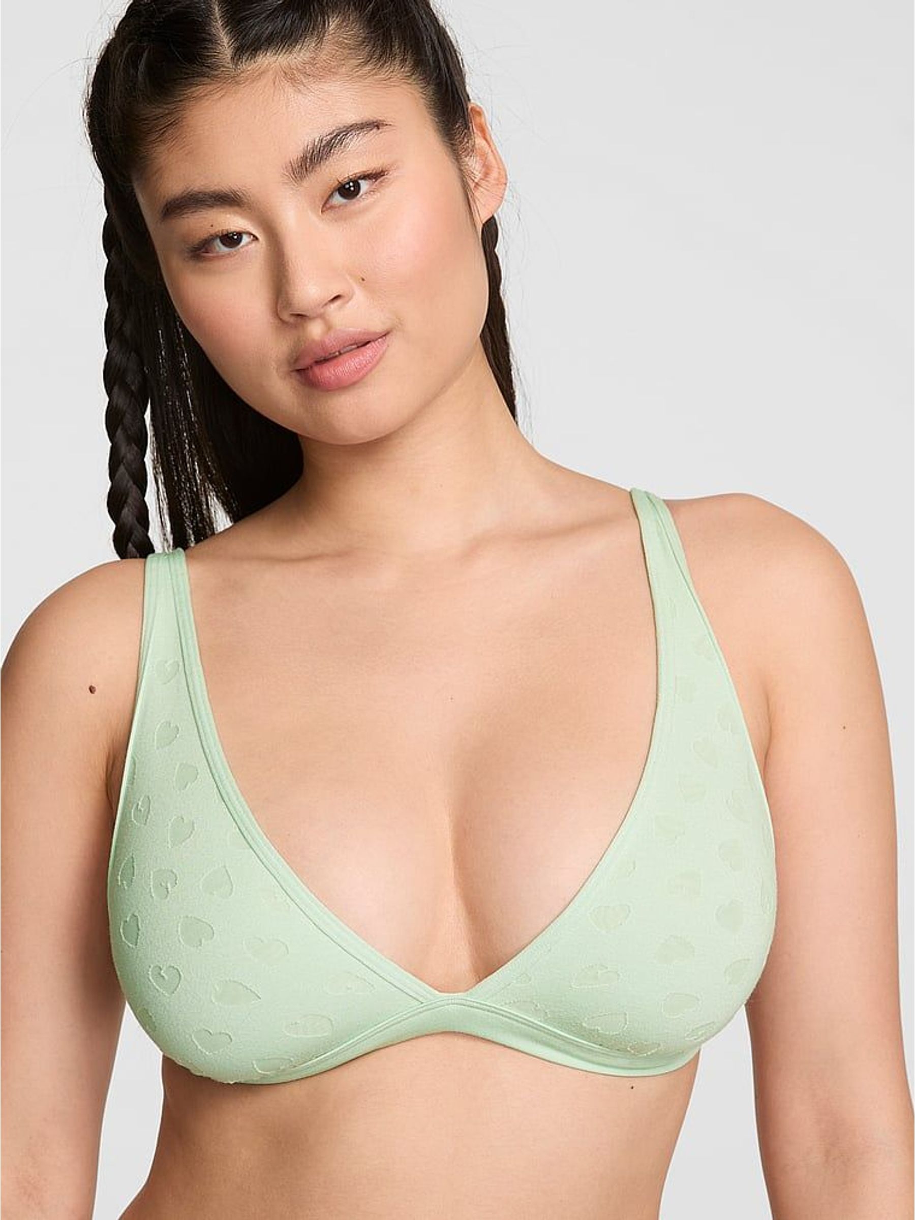 Mint Green Plunge Rib Bralette (Y01569) | £20