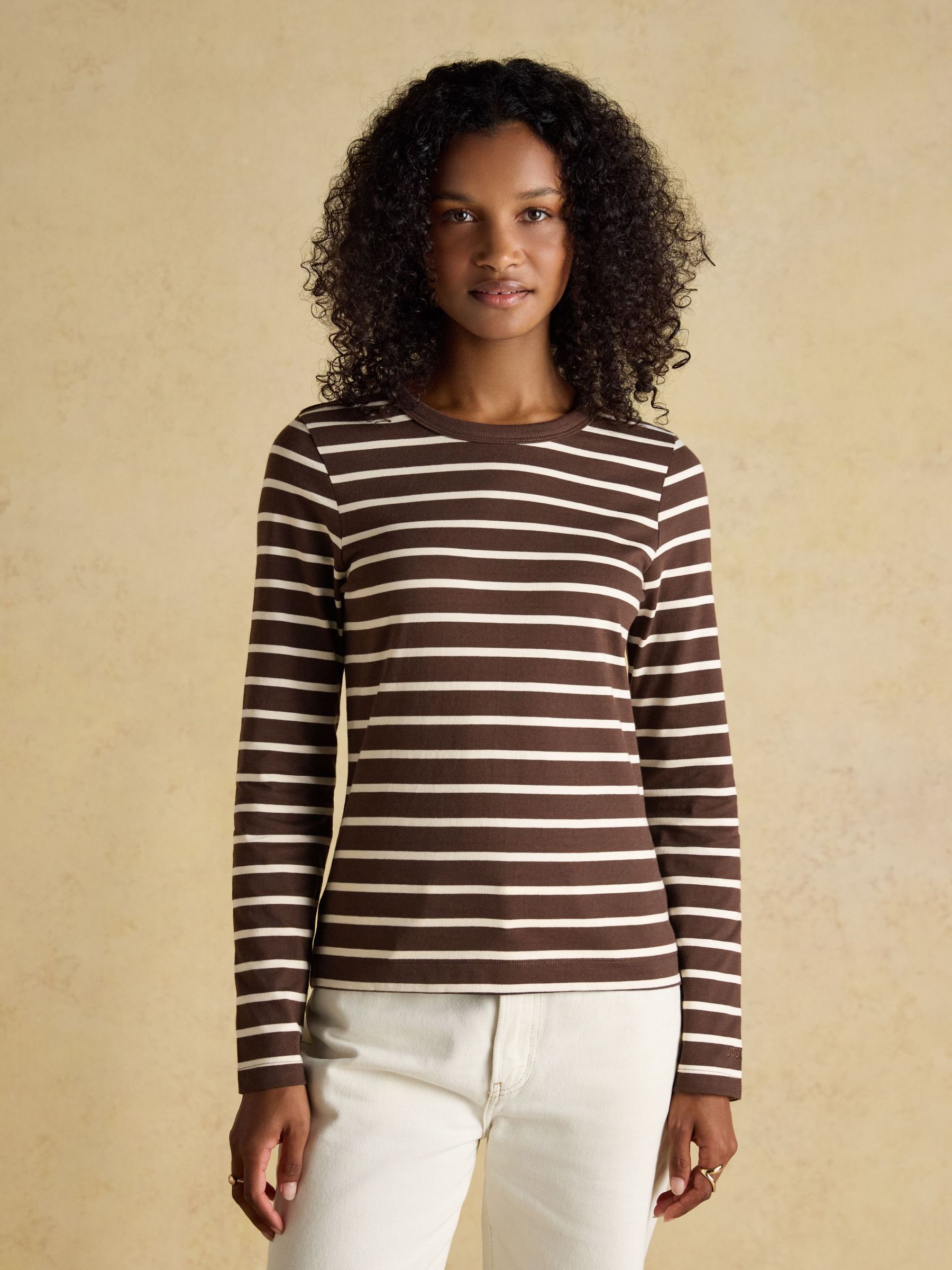 Isabella Chocolate Brown 100% Cotton Jersey Breton Top (Y02761) | £26