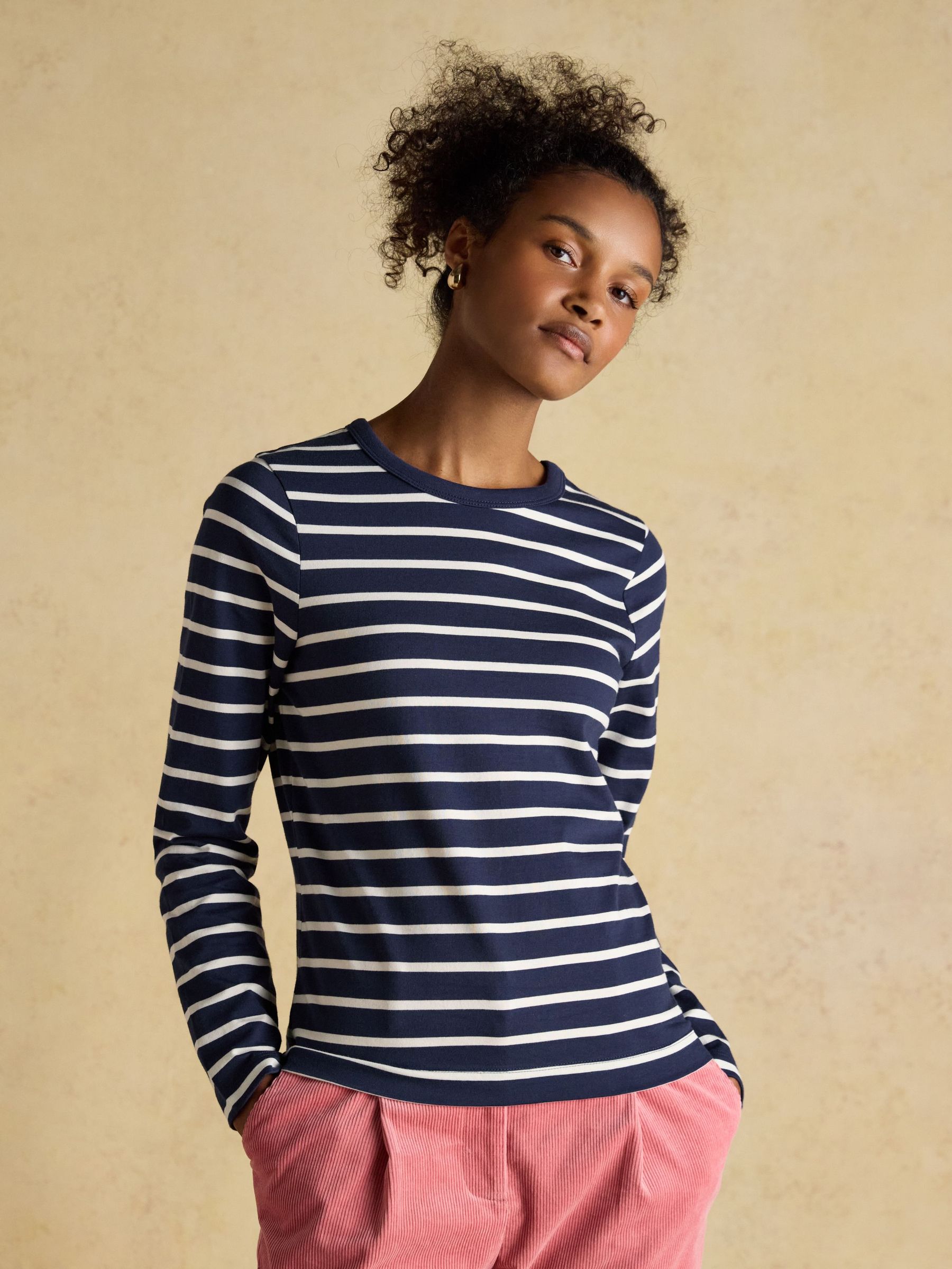 Isabella Navy 100% Cotton Jersey Breton Top (Y02762) | £15