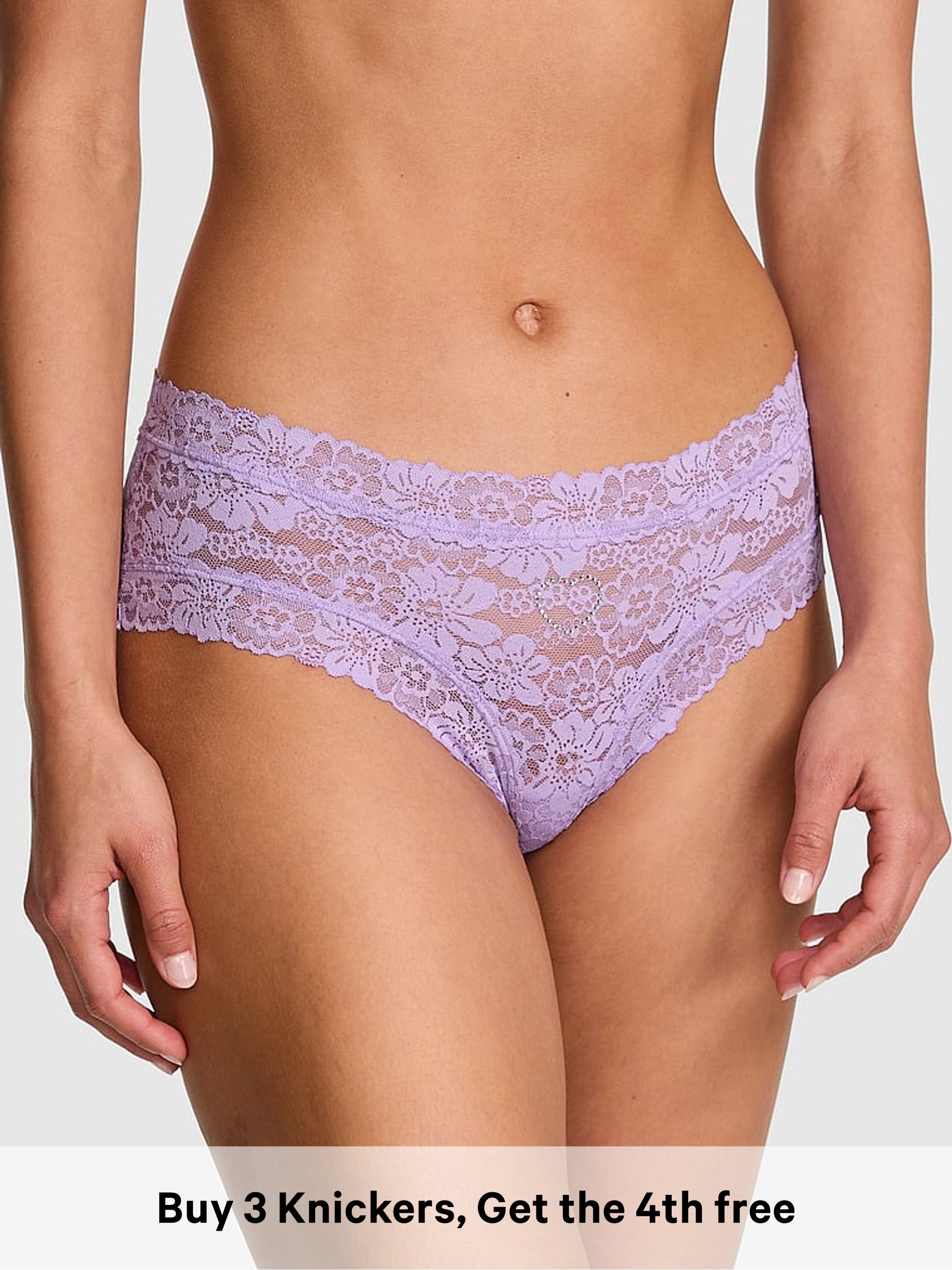 Purple Aster Cheeky Floral Lace Knickers (Y02863) | £10