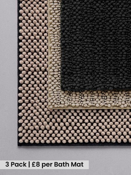 3 Pack Black/Natural Bobble Bath Mats (Y05118) | £24