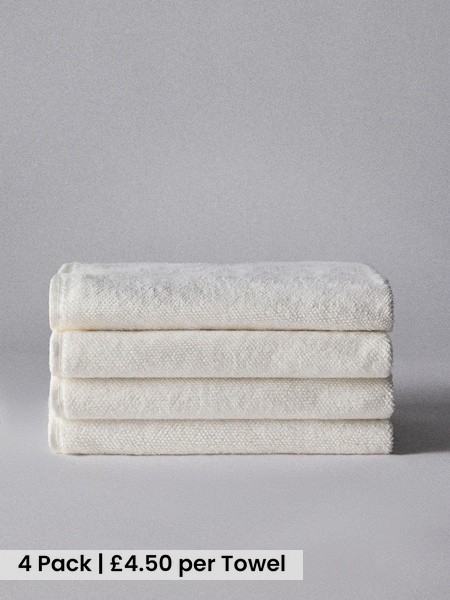 White Set of 4 Popcorn Textured Hand Towels (Y05125) | £18