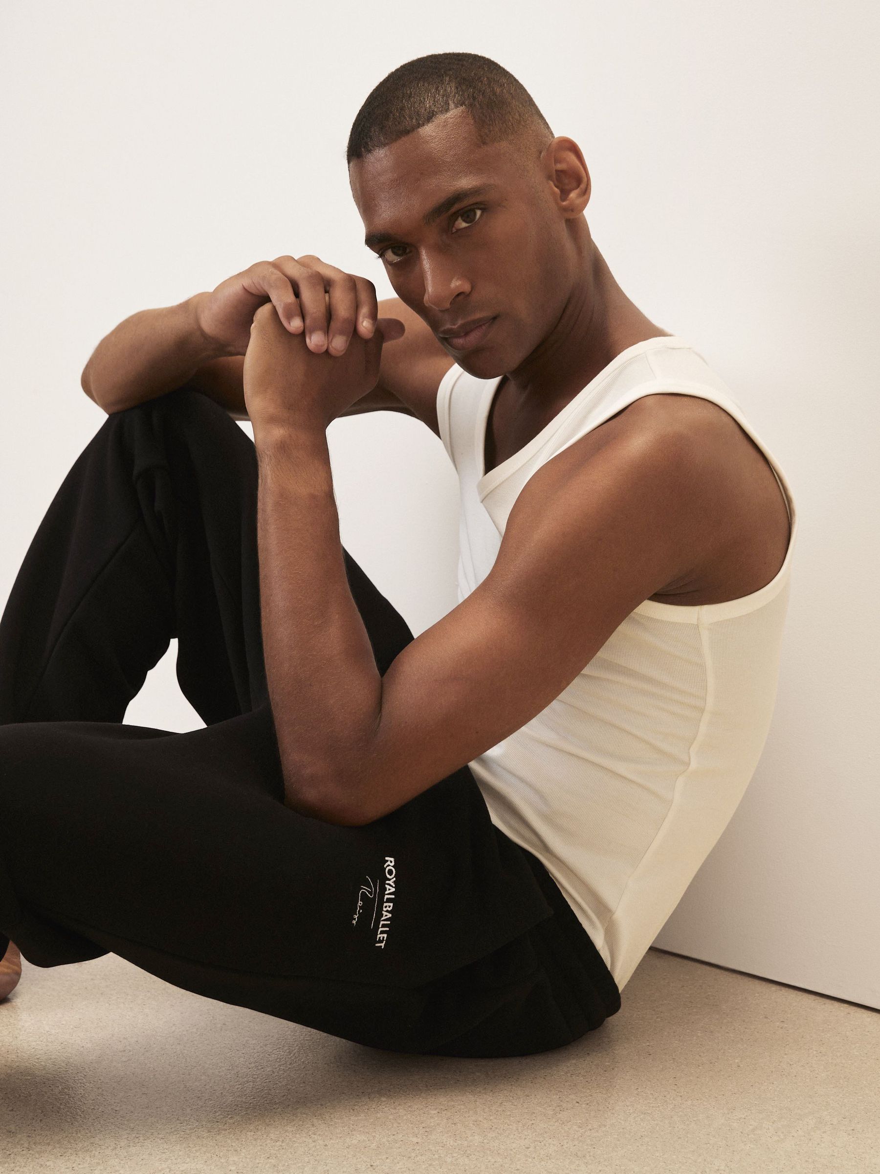 Reiss | Royal Ballet Cuffed Joggers in Washed Black (Y06922) | £168