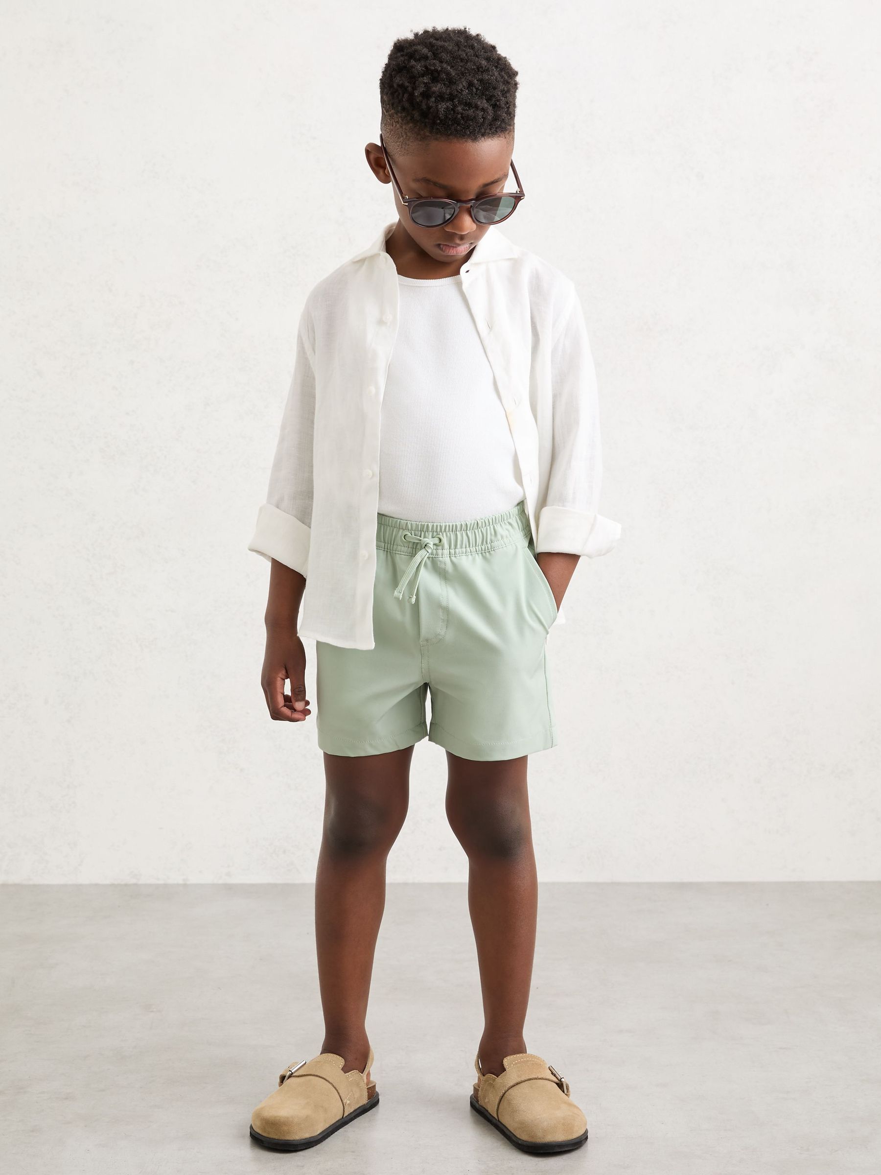 Drawstring Swim Shorts in Mint Green (Y06935) | £22