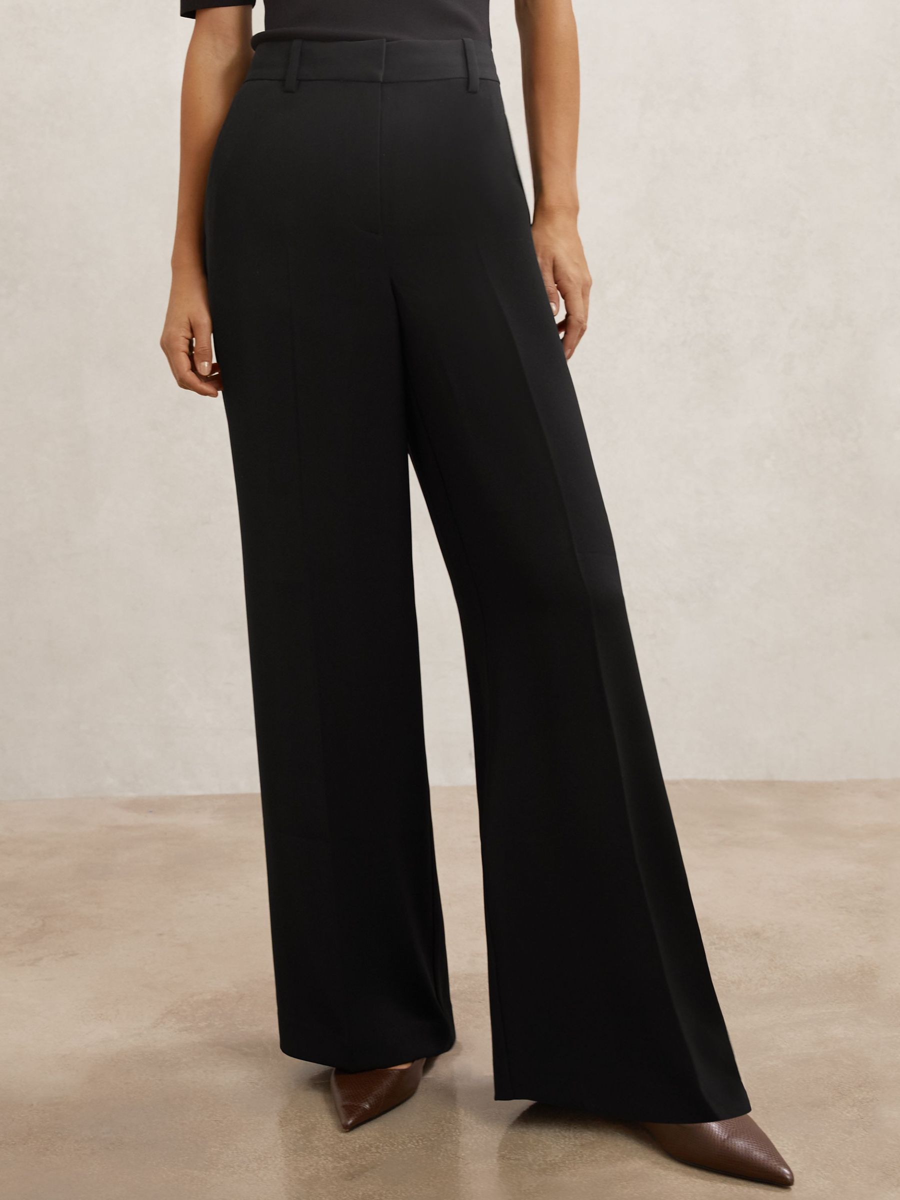 Petite Wide-Leg Tailored Trousers in Black (Y07288) | £150