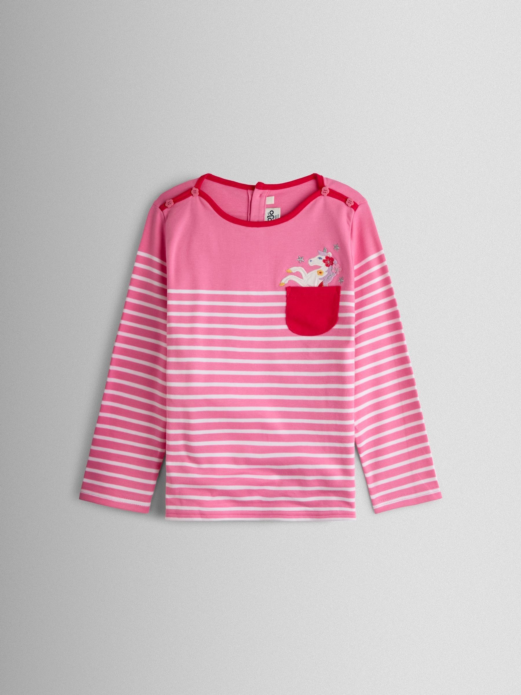 Mid Pink Unicorn Pocket Breton Top (Y09483) | £15 - £18