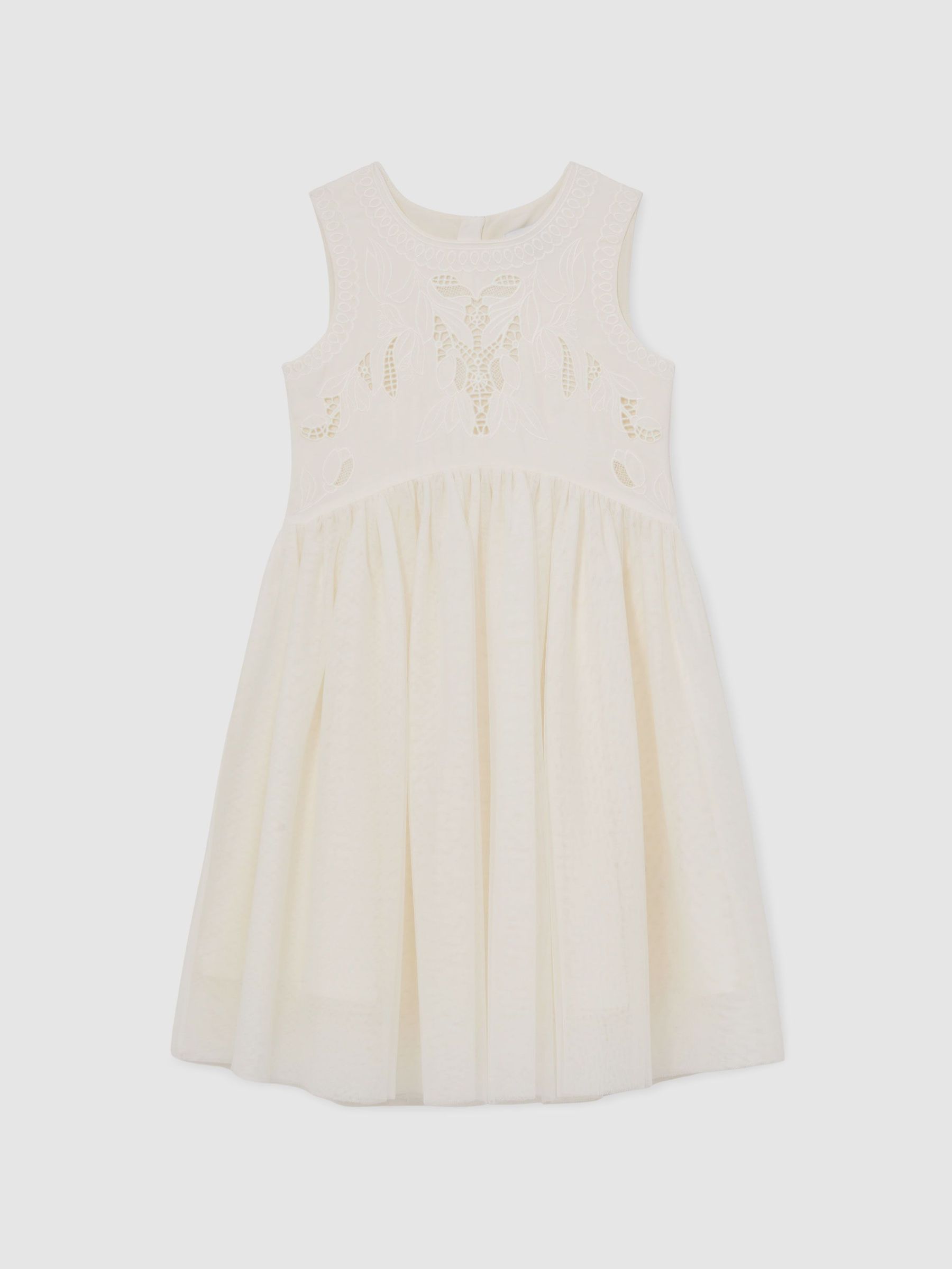13-14 yrs Lace-Detail Tulle-Skirt Dress in Ivory (Y09727) | £101
