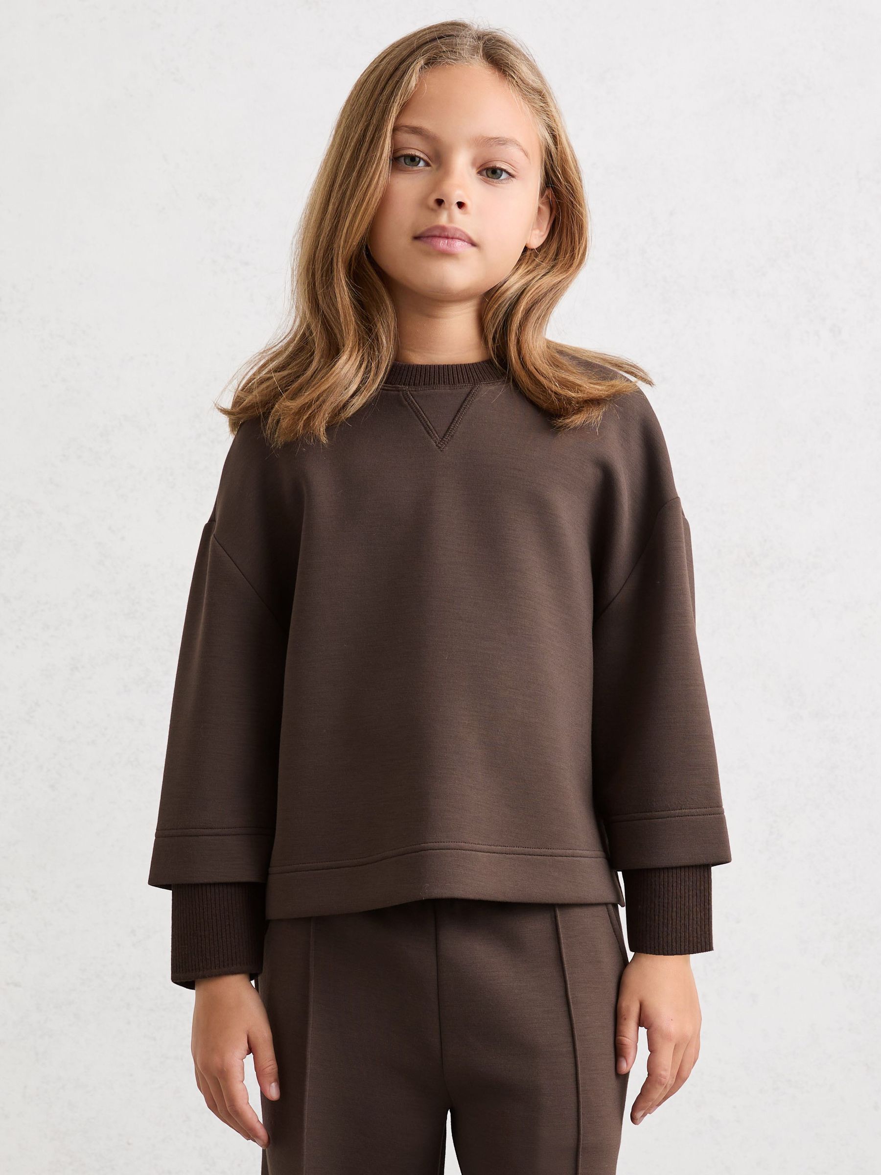 9-13 yrs Interlock Sweatshirt and Joggers Set in Chocolate (Y09729) | £78