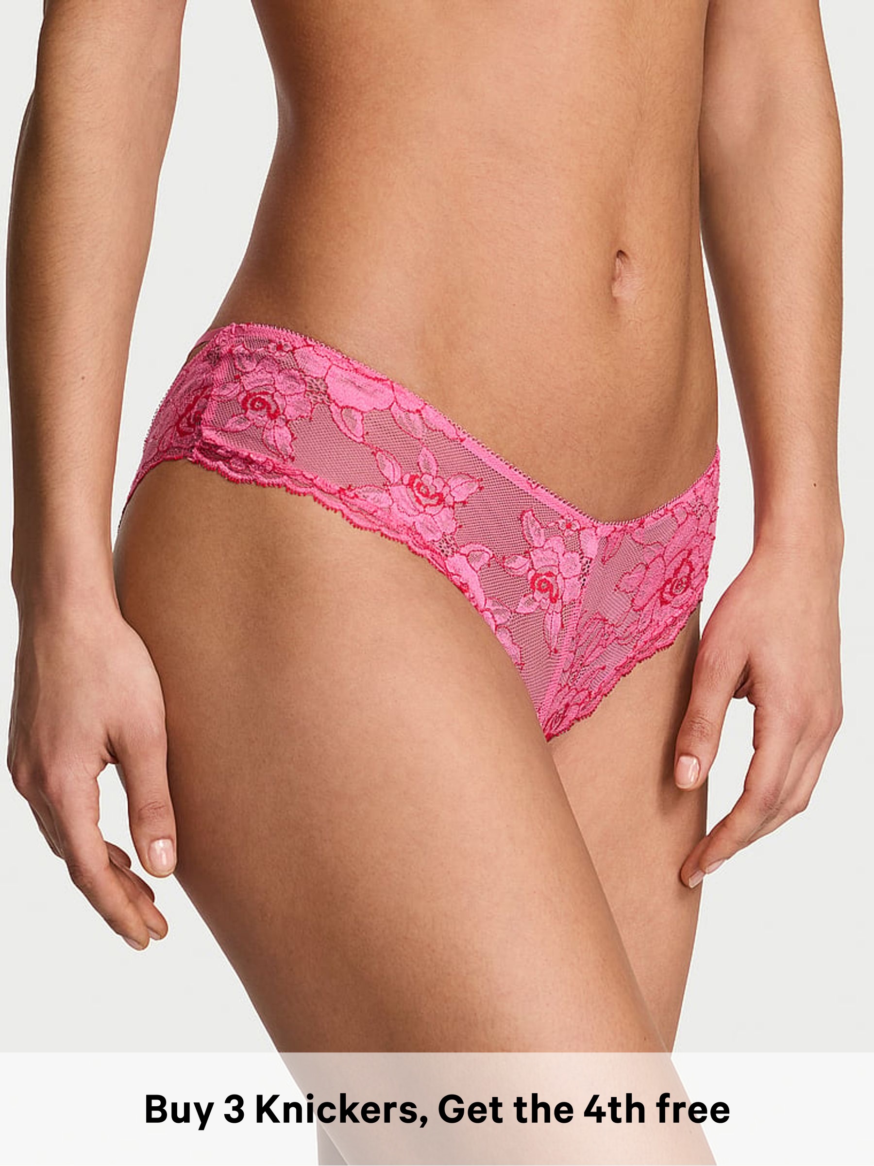 Rose Garden Pink Dye Cheeky Strappy Lace Knickers (Y10249) | £18