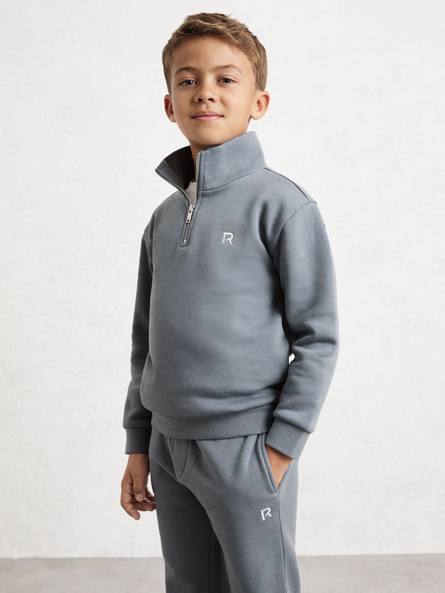 3-9 yrs Half-Zip Logo Tracksuit Set in Airforce Blue (Y11090) | £35