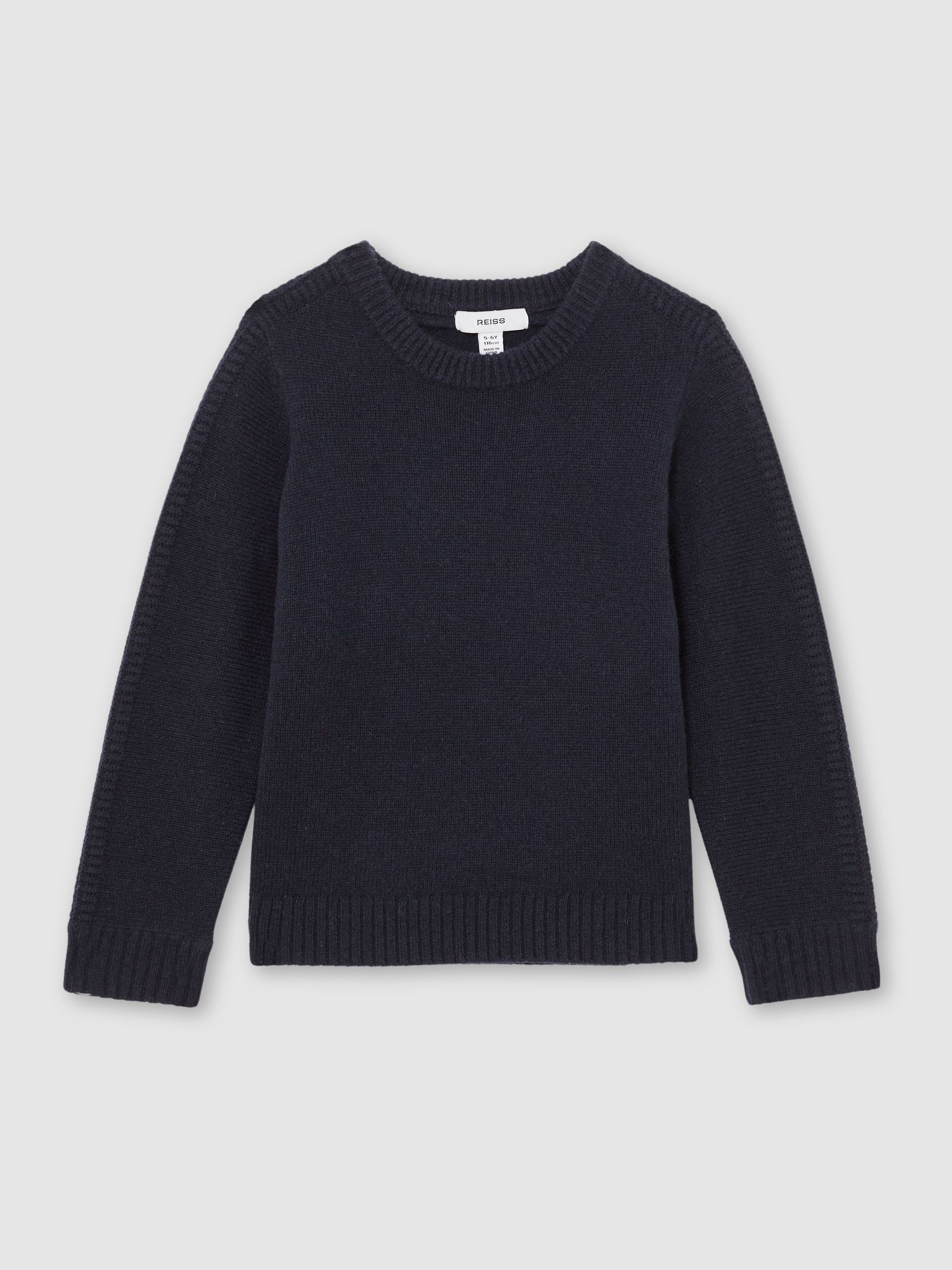 Merino Wool-Blend Rib-Detail Jumper in Navy (Y11095) | £46