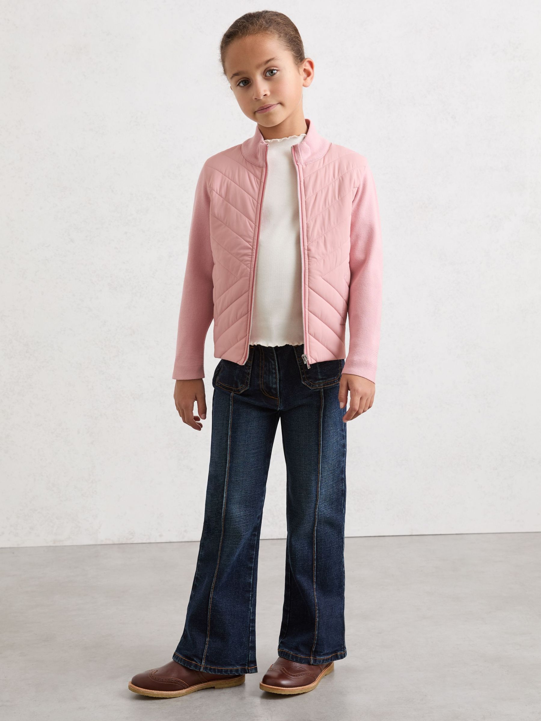 9-13 yrs Hybrid Quilted Knit Jacket in Pink (Y11106) | £62