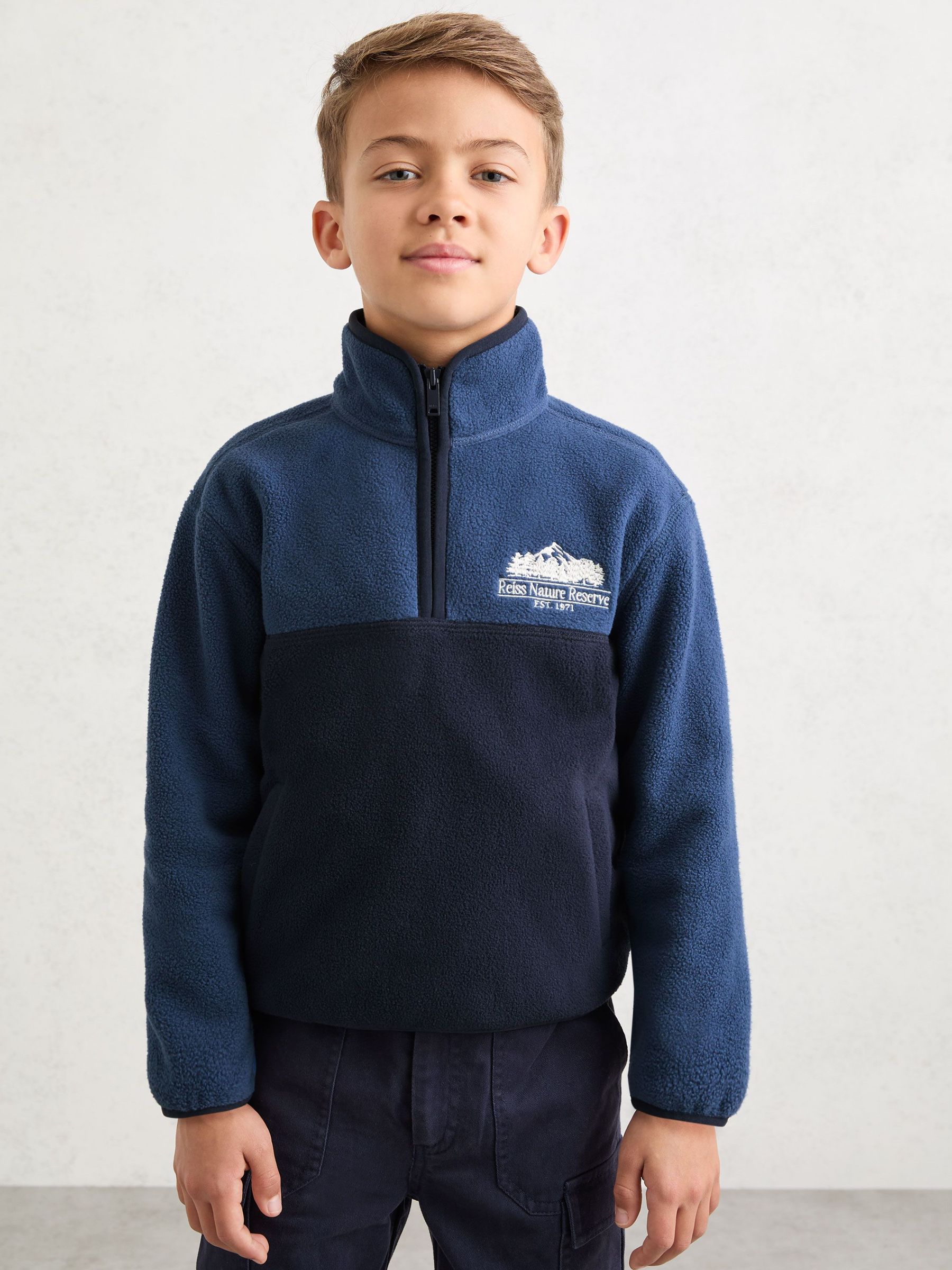 Nature Reserve Colour-Block Zip Fleece in Navy/Airforce Blue (Y11110) | £42