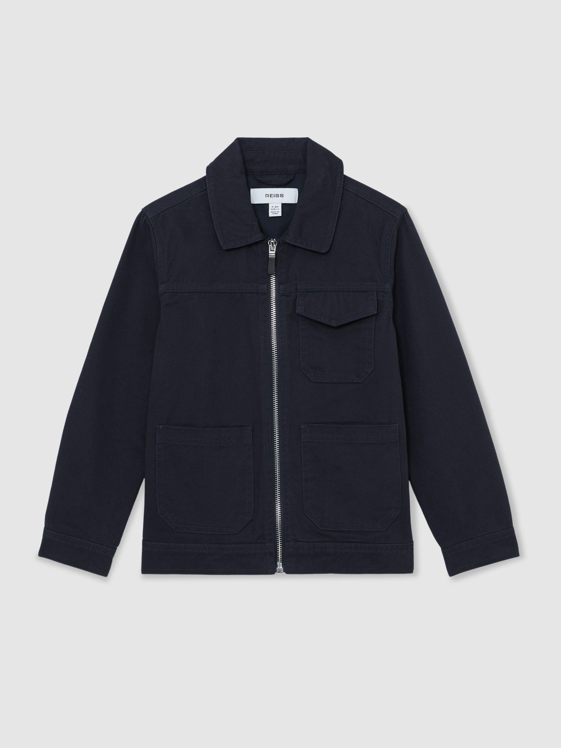 13-14 yrs Cotton Zip-Through Utility Jacket in Navy (Y11118) | £56