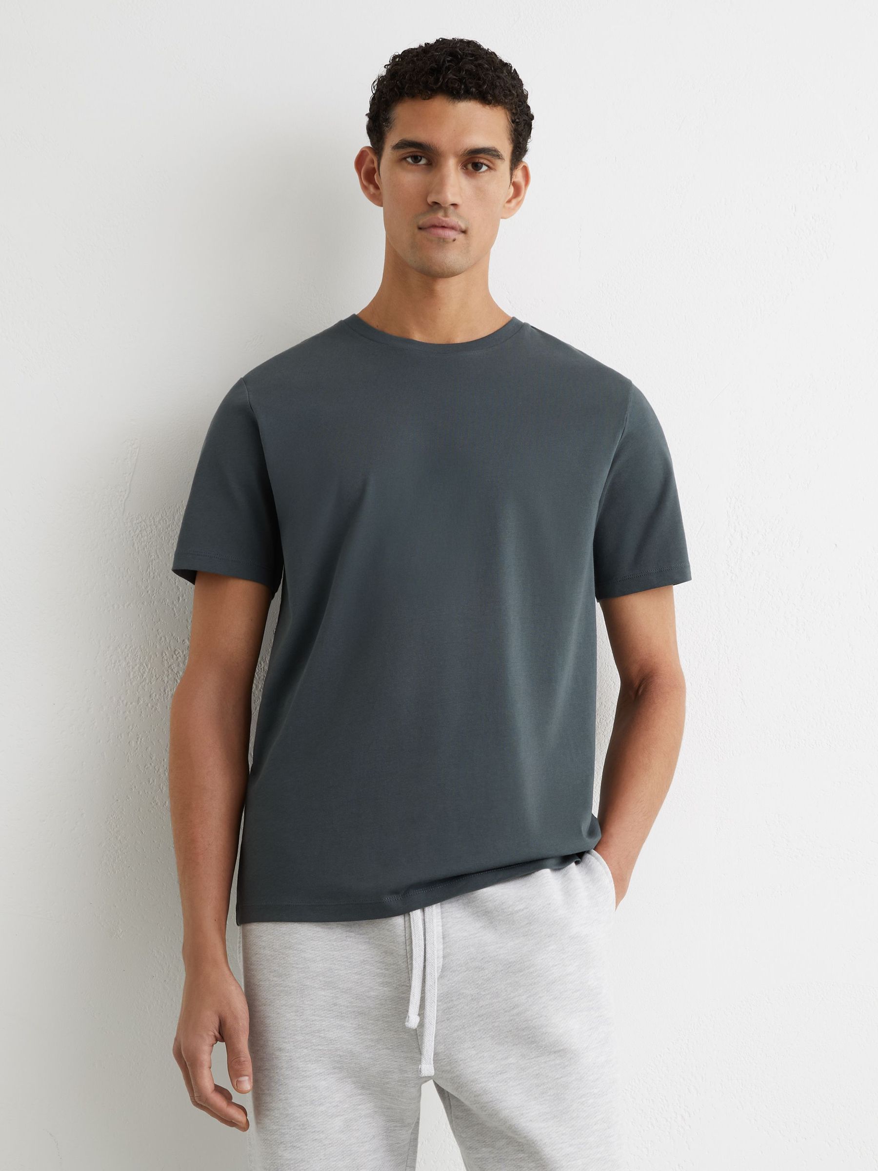 Cotton Crew-Neck T-Shirt in Petrol Blue (Y12402) | £28