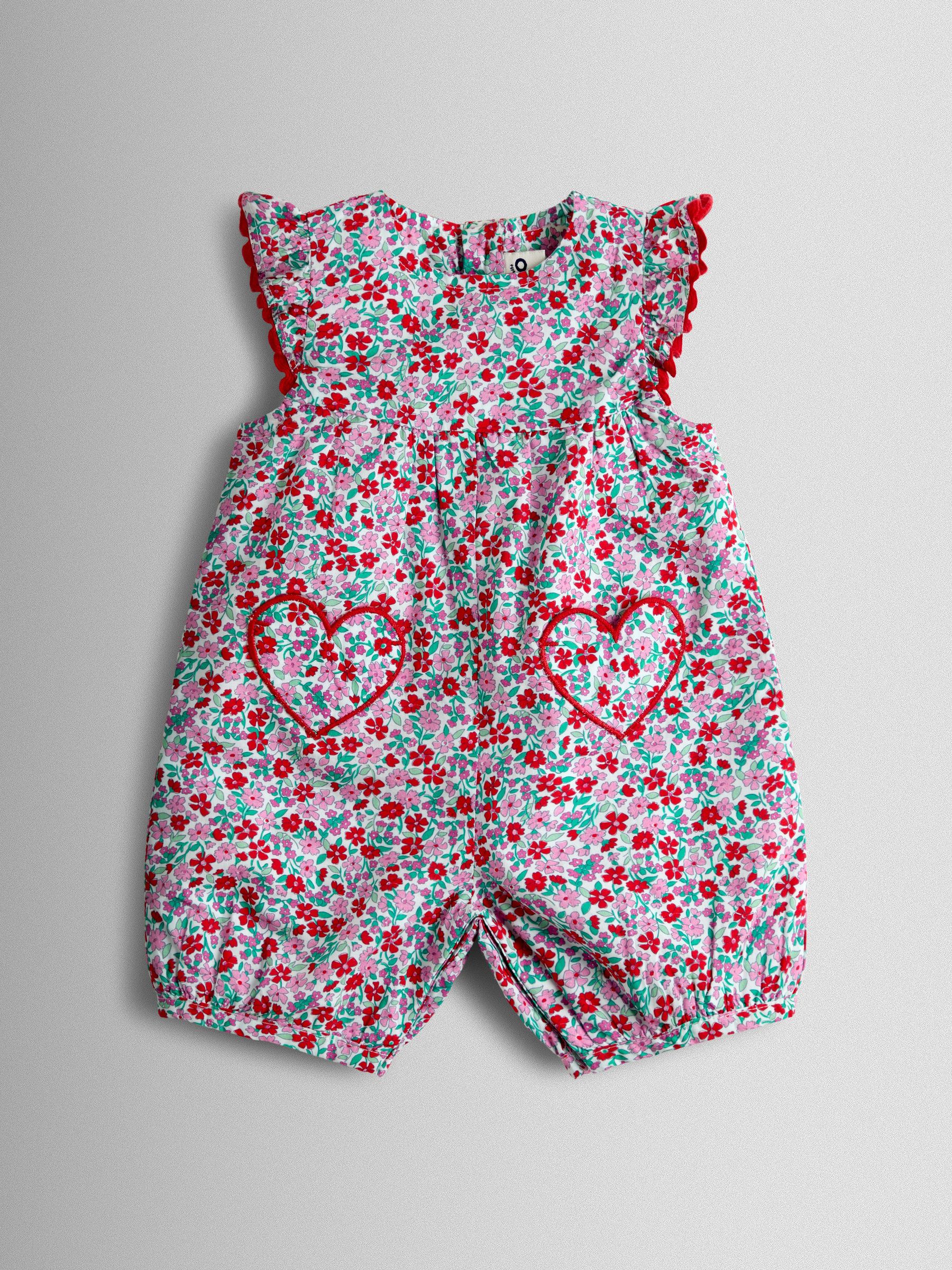 Red Floral Ruffle Shoulder Romper (Y14005) | £22 - £23