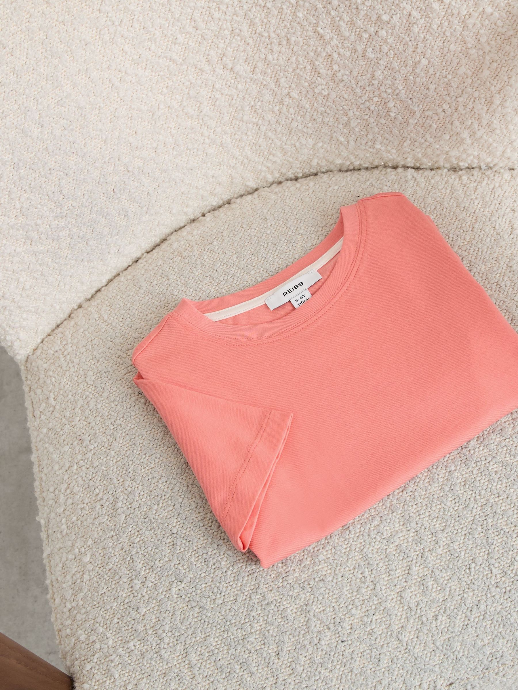 Cotton Crew-Neck T-Shirt in Peach (Y14401) | £12