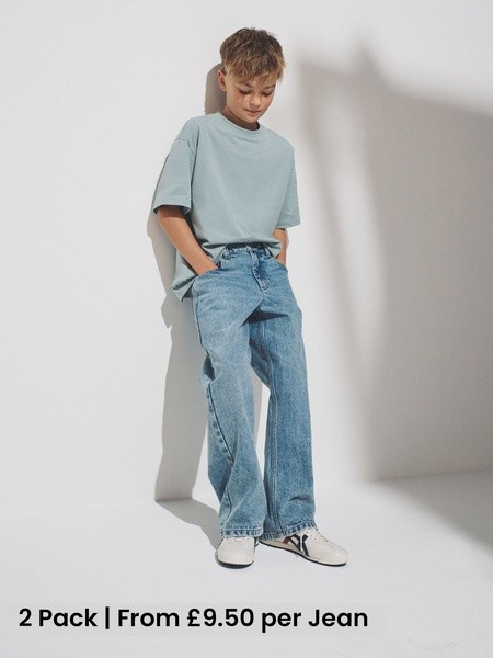 Dark/Mid Blue 2 Pack Straight Leg Jeans (Y14994) | £19 - £22