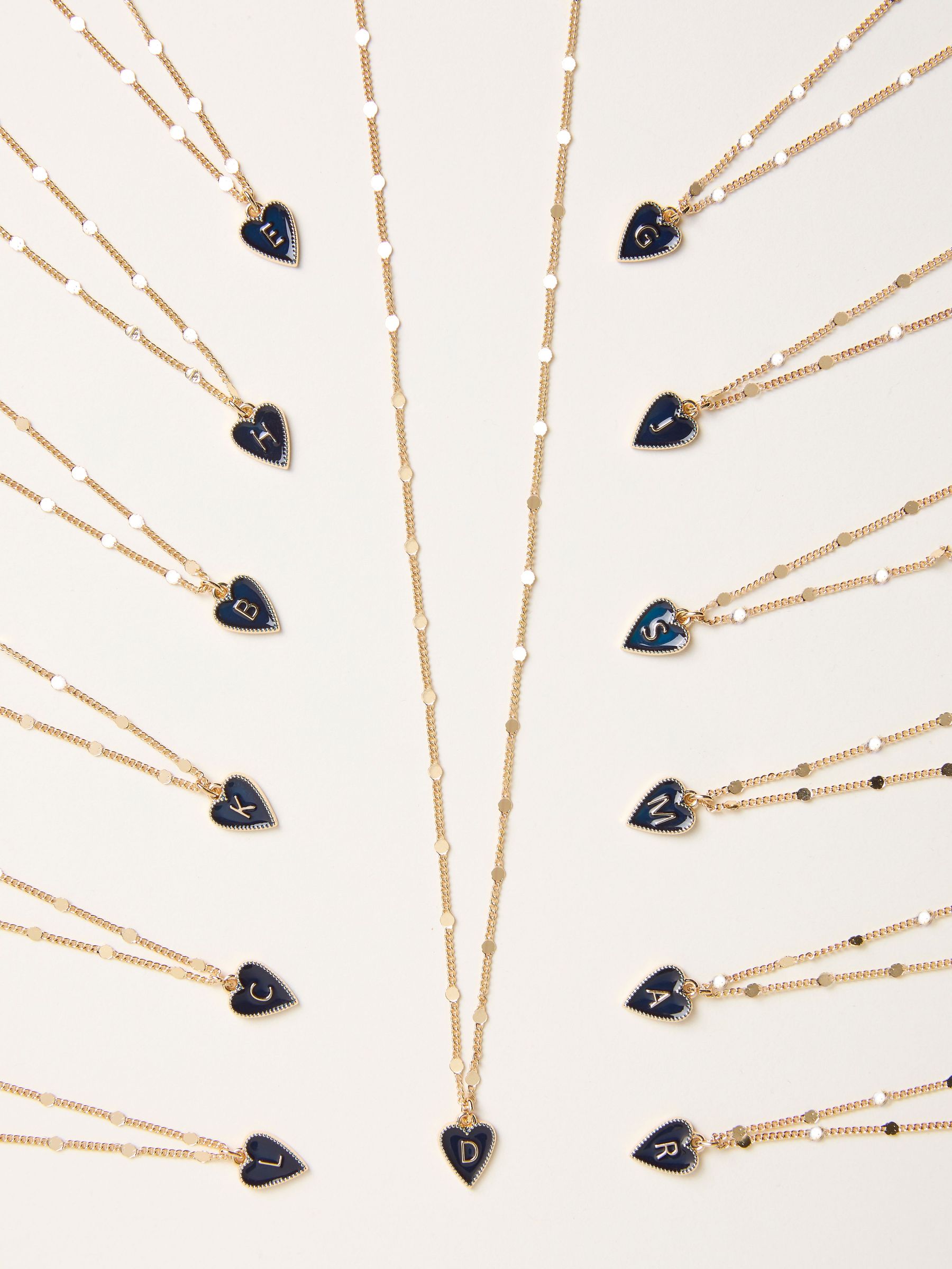 Navy Alphabet Heart Necklace (Y16626) | £14.50