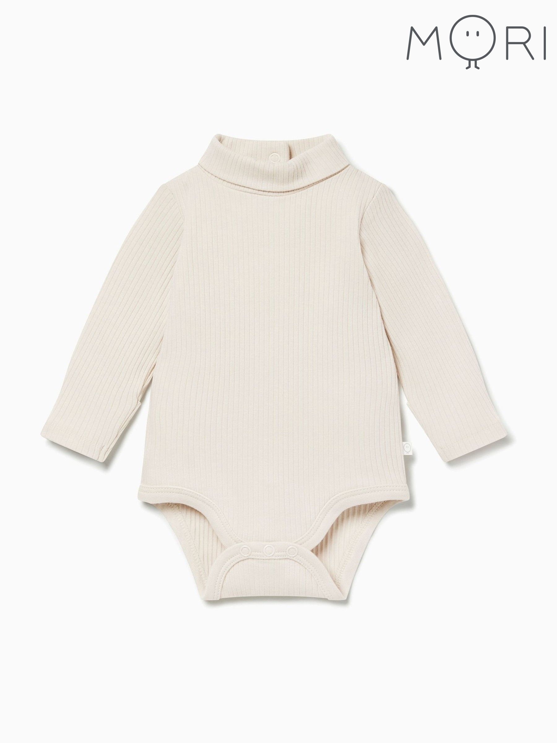 MORI Cream Ribbed Roll Neck Supersoft Bodysuit (Y17921) | £22.50