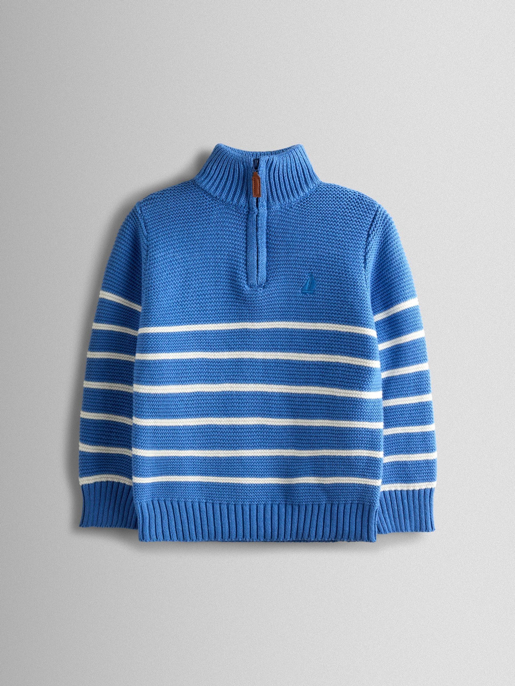 Blue Cream Stripe Stripe Half Zip Jumper (Y17943) | £25 - £28