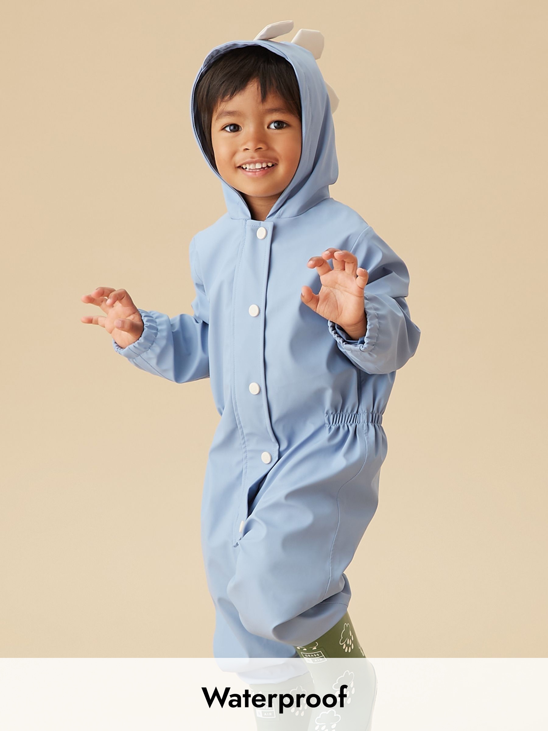 MORI Blue Dinosaur Lined Waterproof Puddlesuit (Y18387) | £64.50