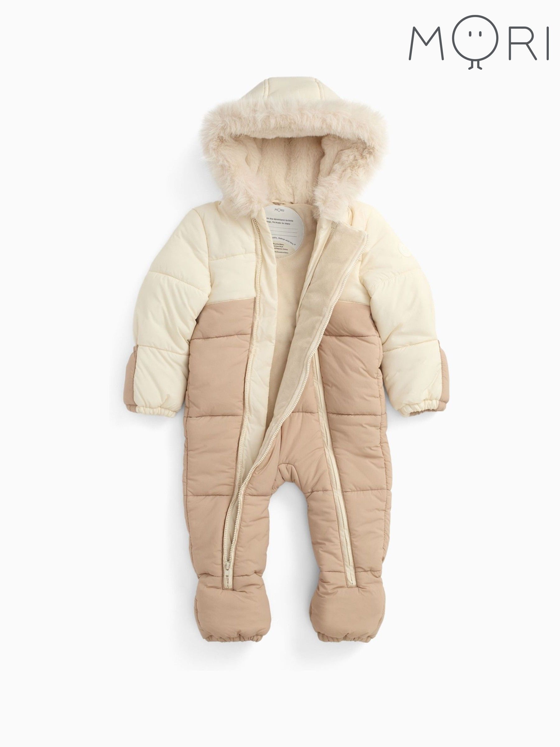 MORI Cream Cosy Zip-Up Lined Snowsuit (Y18395) | £69.50