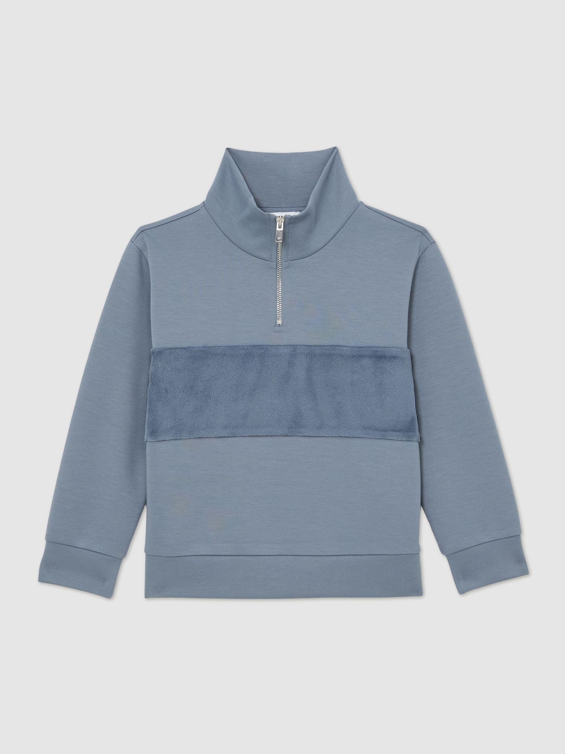 Interlock Velour-Panel Zip Sweatshirt in Airforce Blue (Y20911) | £44