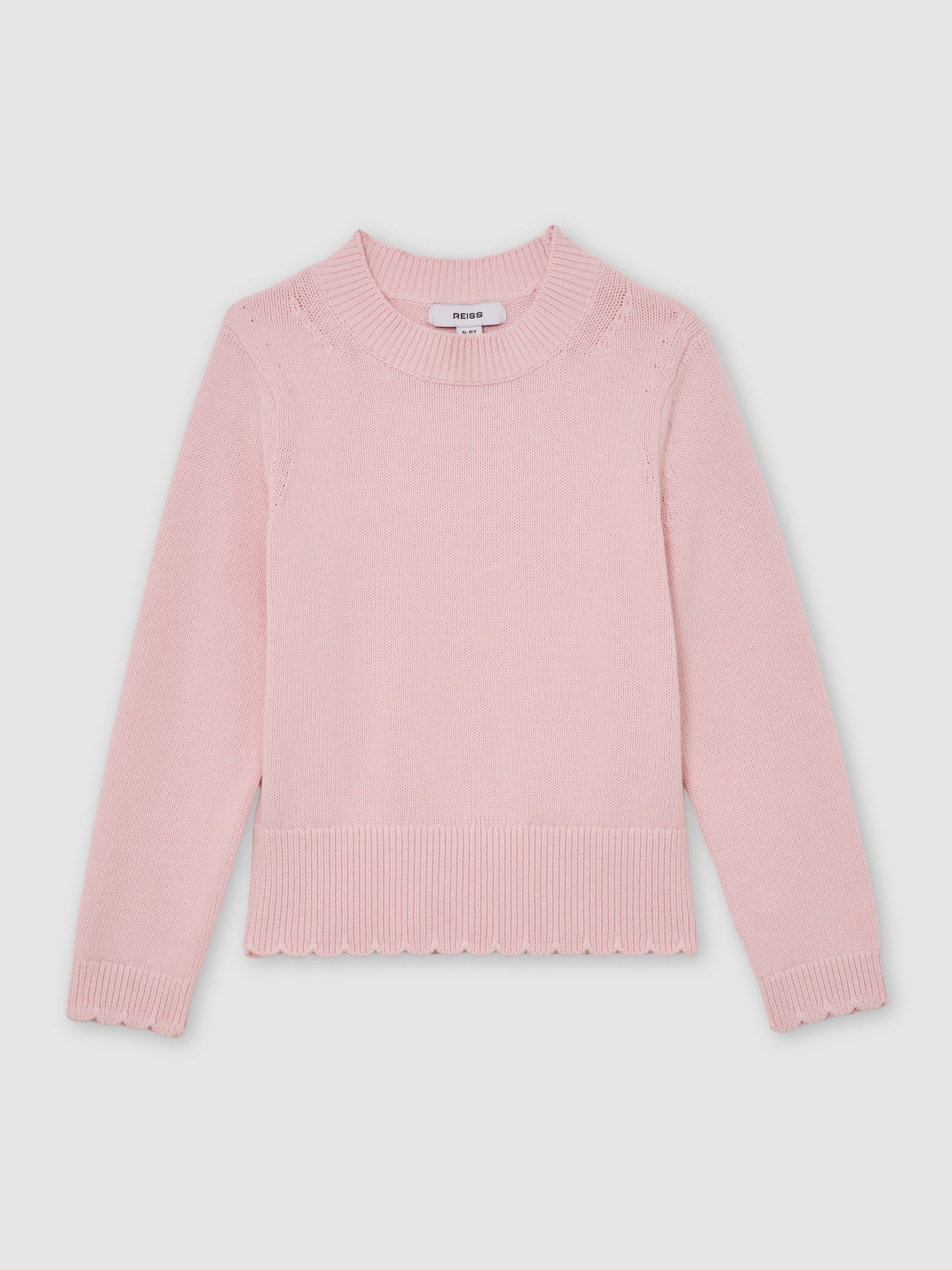 13-14 yrs Cotton Scallop-Trim Jumper in Light Pink (Y20917) | £46