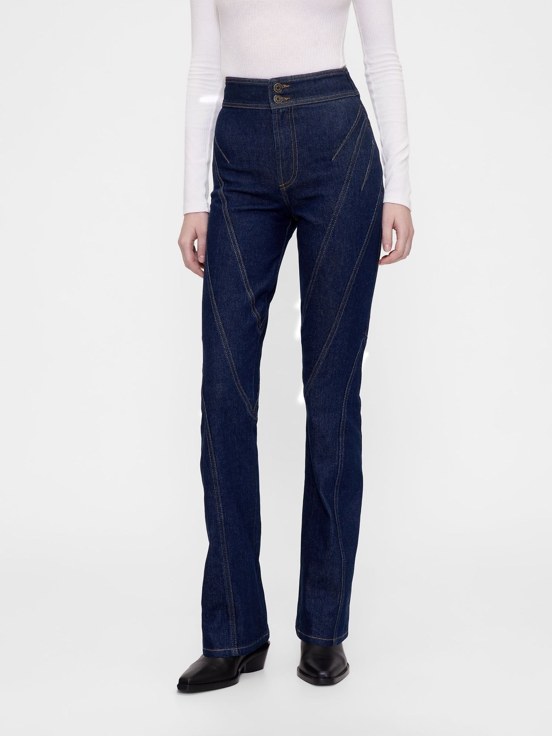Dark Wash Blue High Waisted Seamed Bootcut Jeans (Y23433) | £150