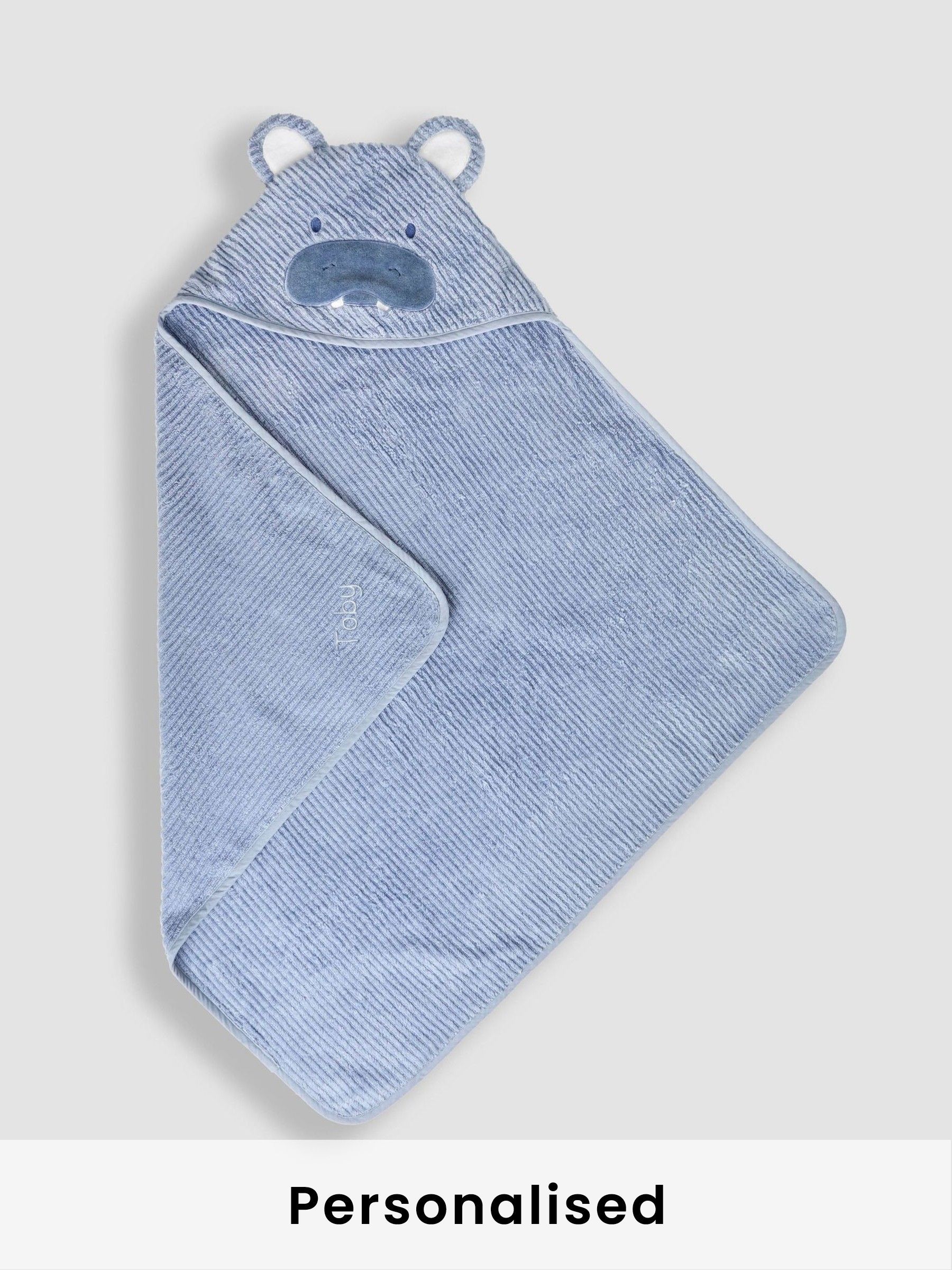 Blue Hippo Personalised Hippo Hooded Towel (Y23912) | £25.50