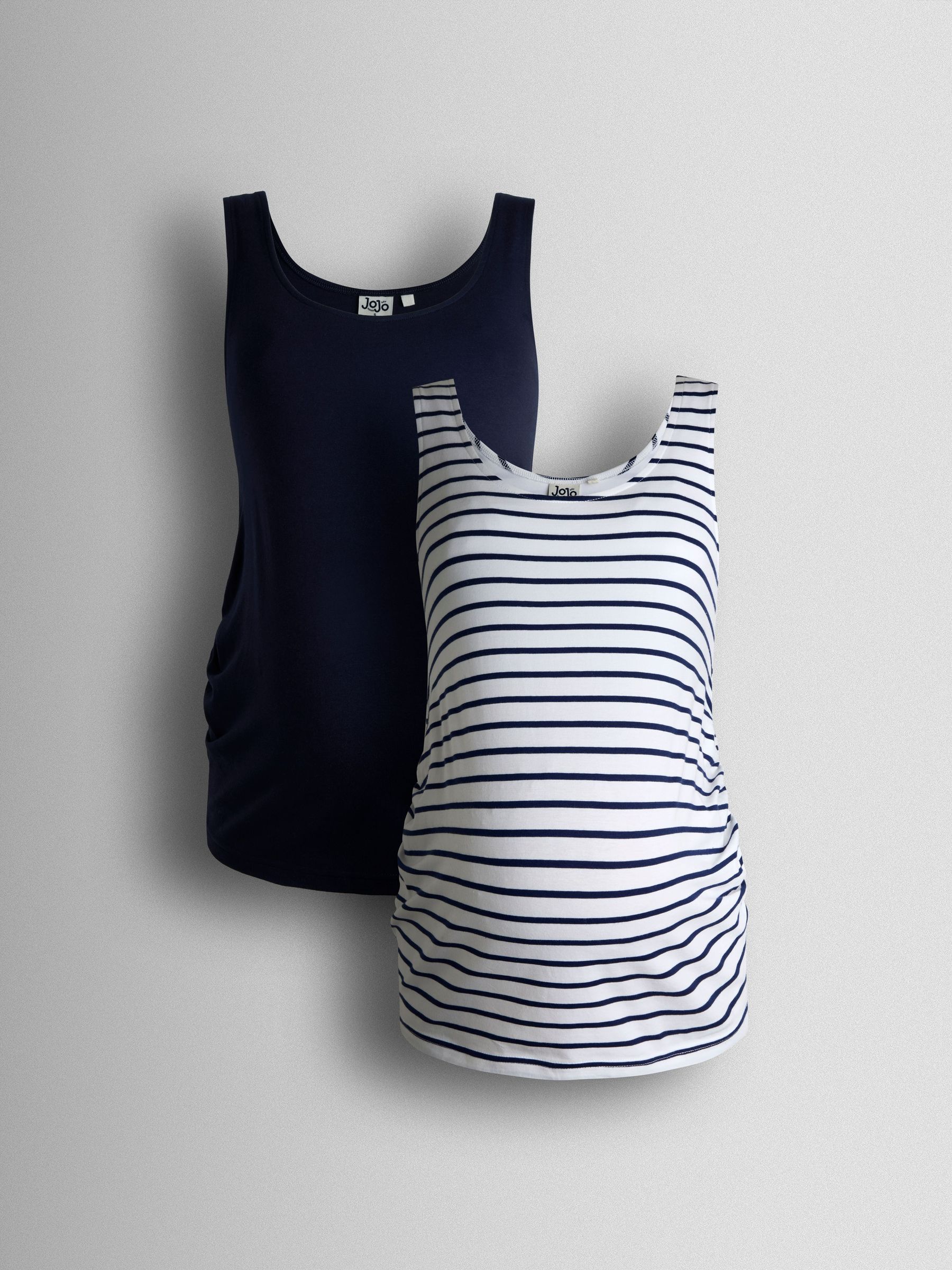 Navy Ecru Stripe 2-Pack Maternity Vest Tops (Y24380) | £32
