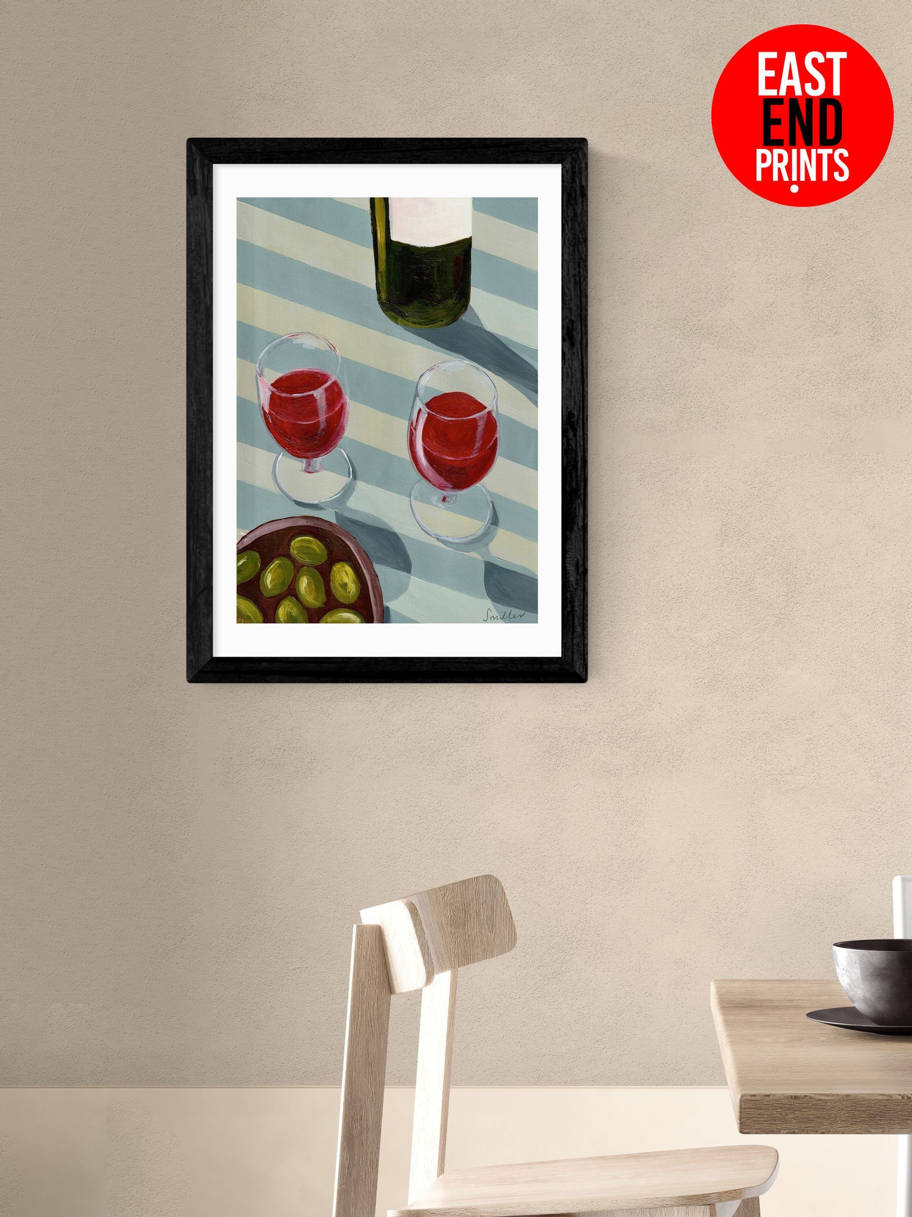 Black Blue Wine Time Wall Art Print by Susie Miller (Y24481) | £50 - £130
