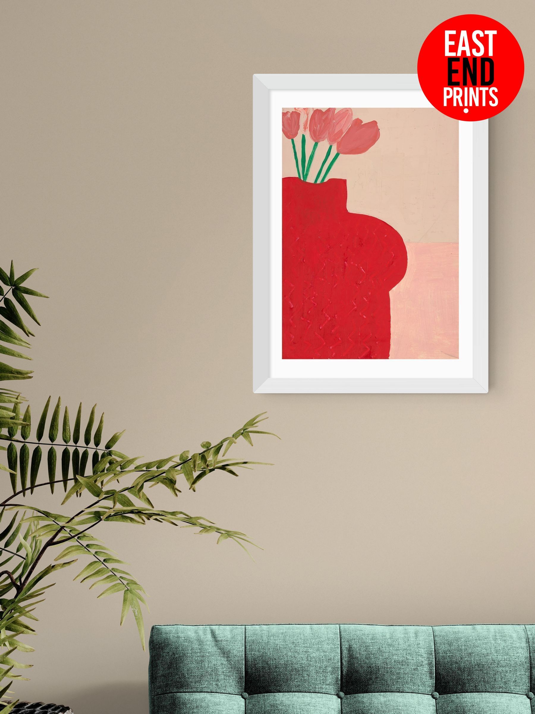 White Red Bust Vase Wall Art Print by Lucy Muss (Y24495) | £50 - £130
