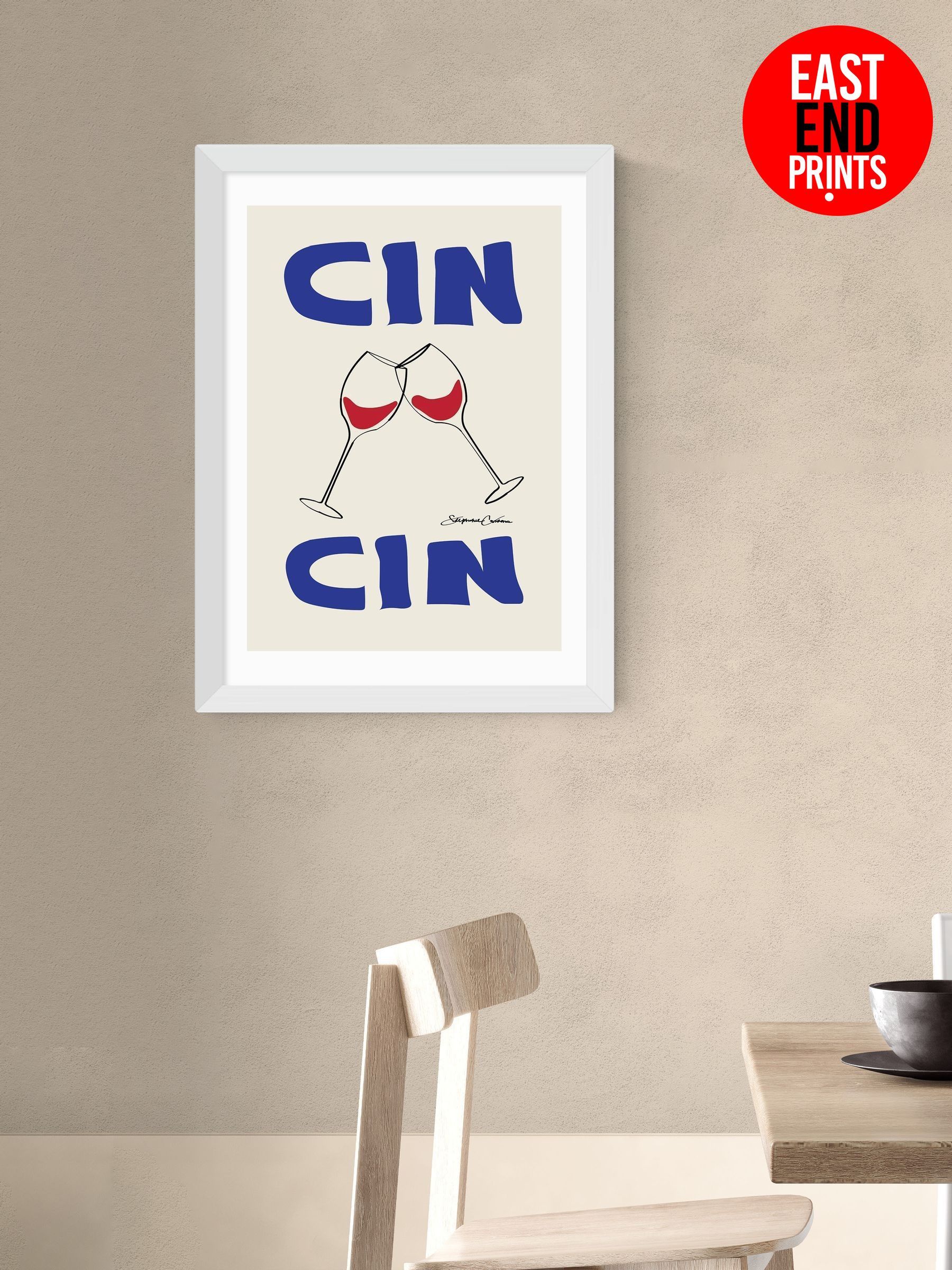 White Cin Cin Wall Art Print by Stephie Cardona (Y24499) | £50 - £130
