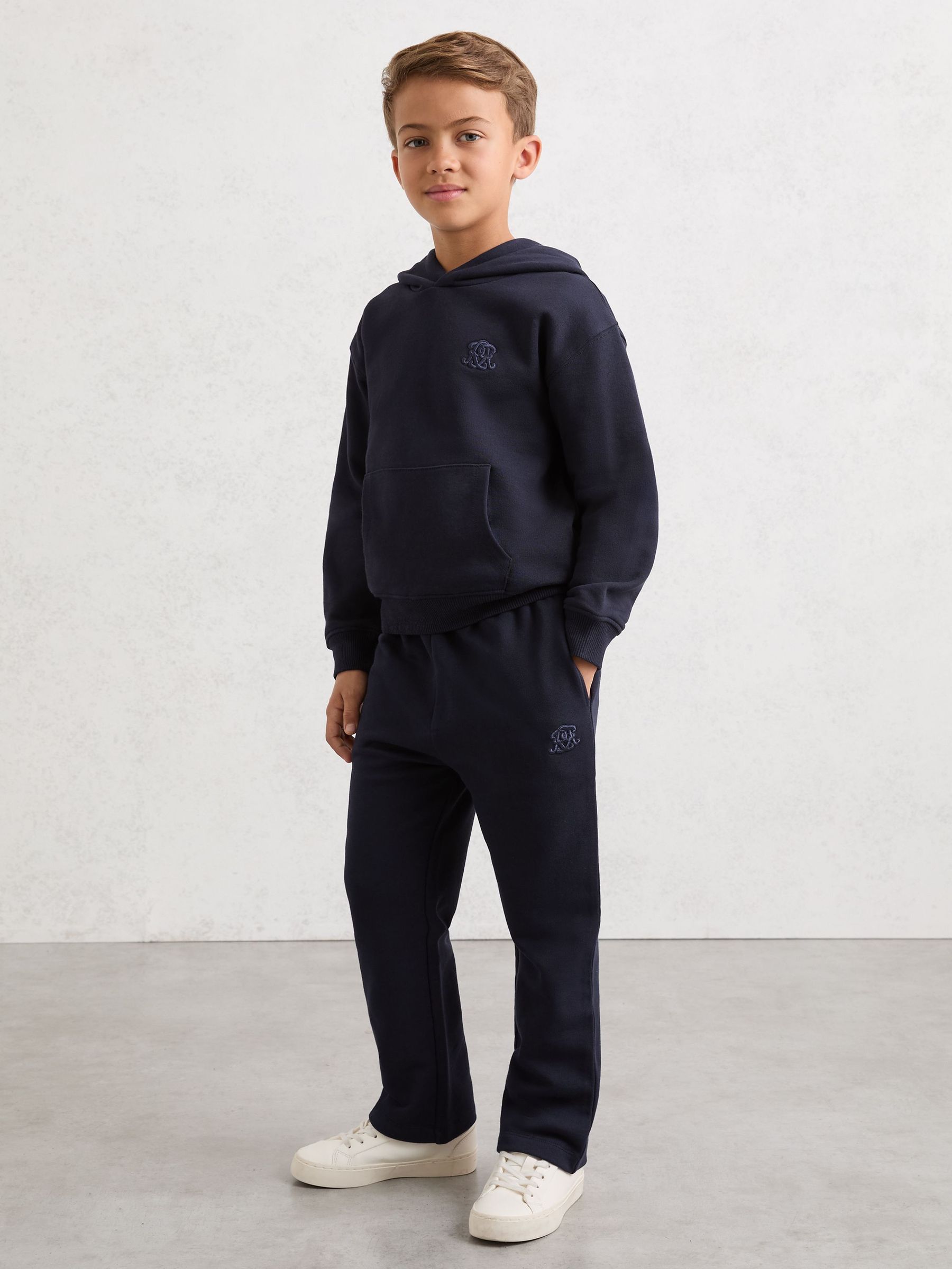 9-13 yrs Monogram Embroidered Relaxed Hoodie in Navy Blue (Y25154) | £42